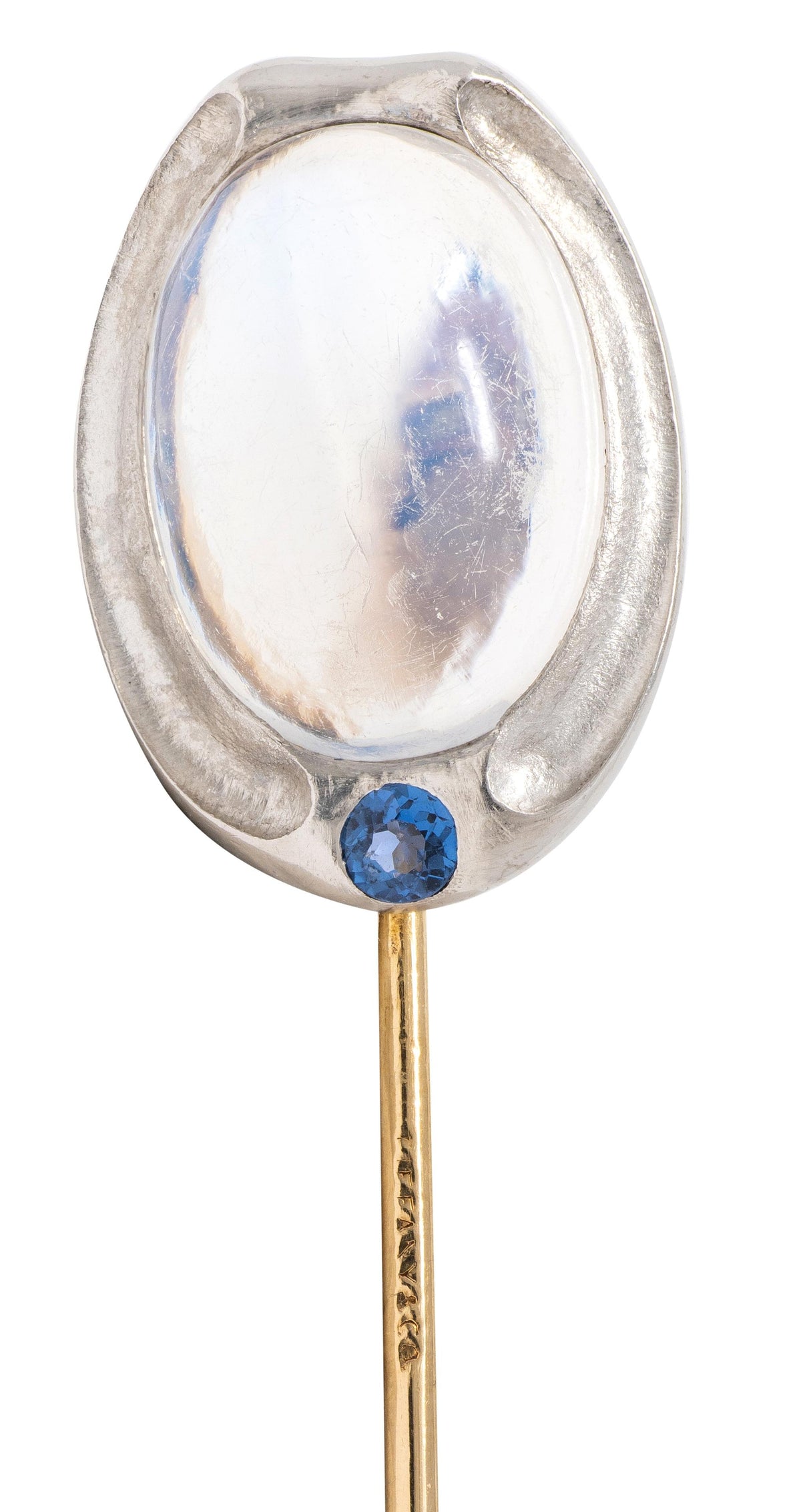 Louis Comfort Tiffany & Co. Nouveau Moonstone 14K Gold Platinum Antique Stickpin
