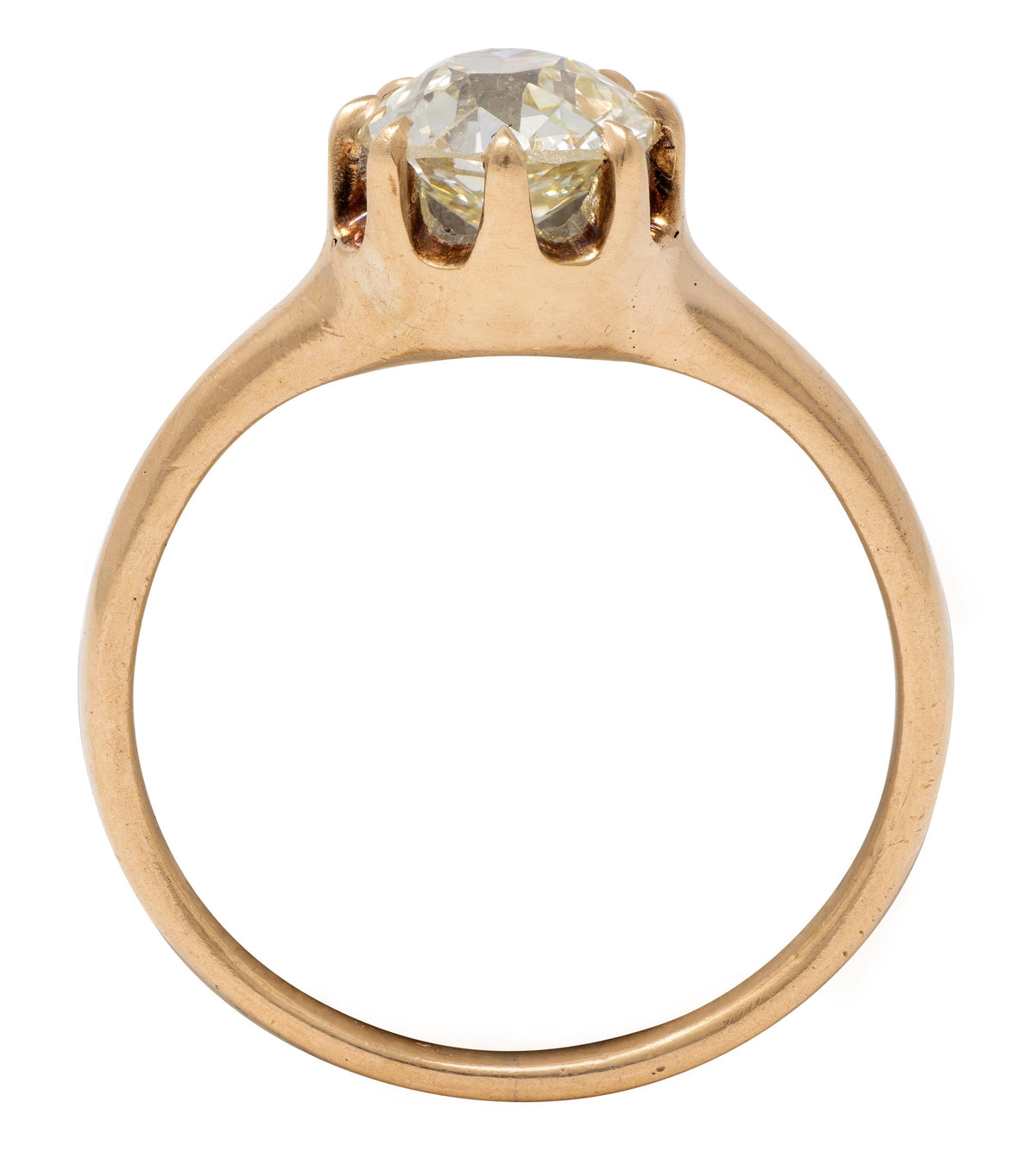 Victorian 0.88 Old Mine Cut Diamond 14K Gold Antique Belcher Engagement Ring