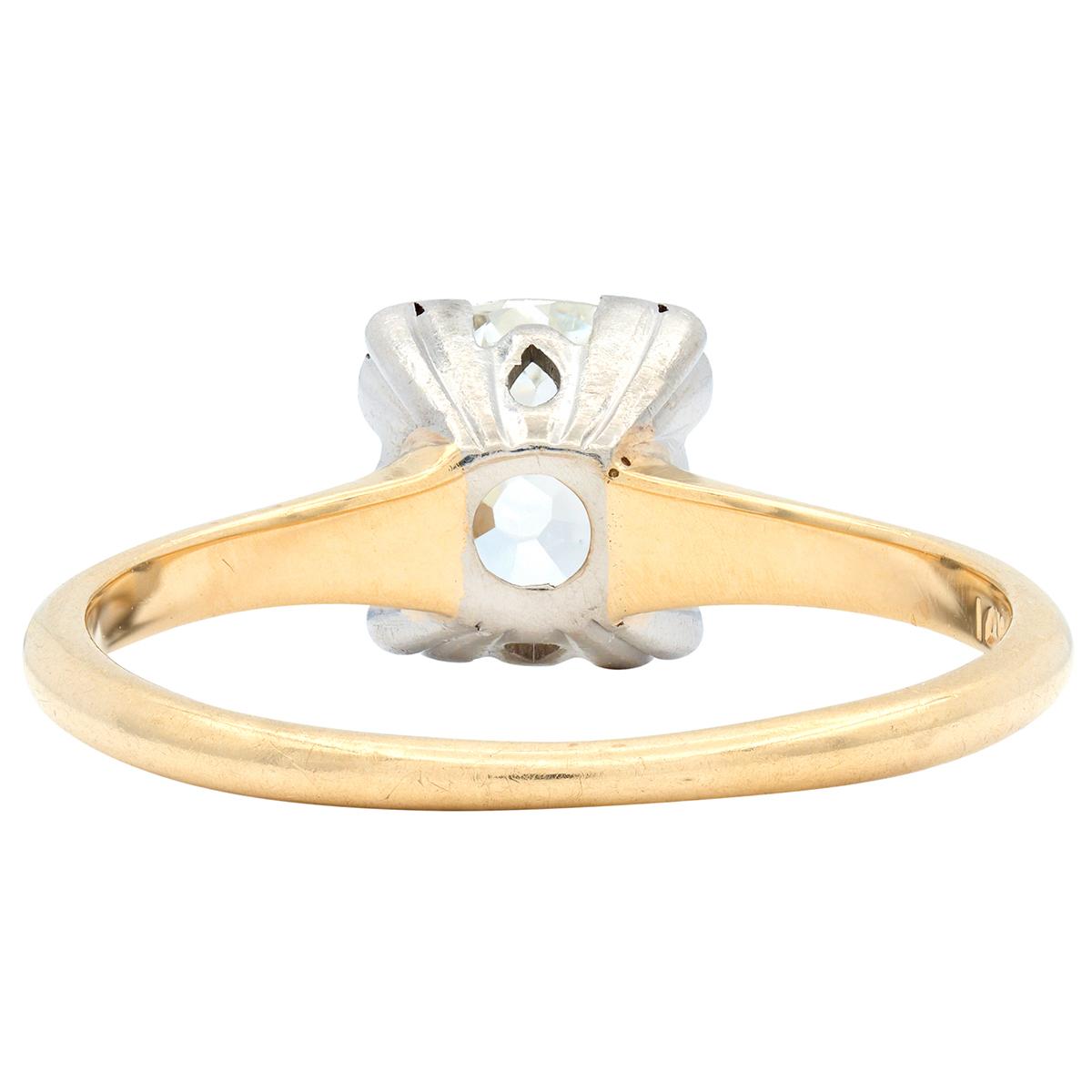 Woods Retro Old Mine Diamond 14 Karat Gold Vintage Solitaire Engagement Ring