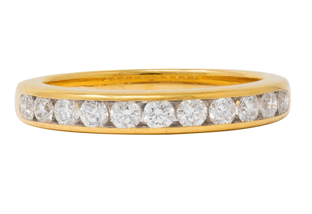 Tiffany & Co. 1990's Diamond 18 Karat Yellow Gold Vintage Channel Band Ring