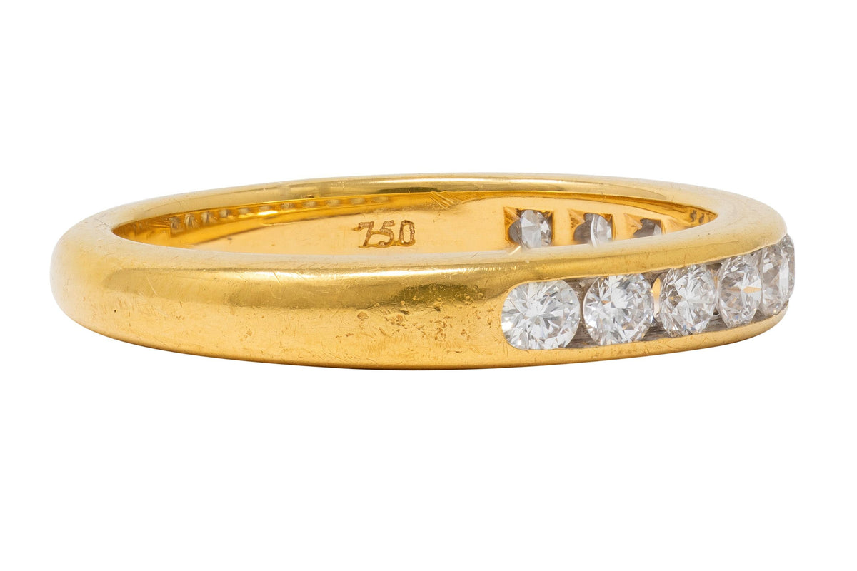 Tiffany & Co. 1990's Diamond 18 Karat Yellow Gold Vintage Channel Band Ring