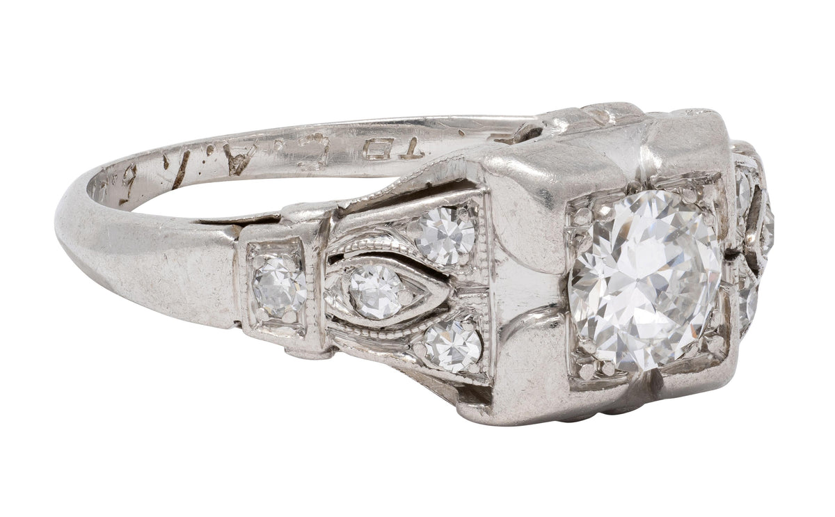 Bailey Banks & Biddle Art Deco 0.50 CTW Diamond Platinum Vintage Engagement Ring