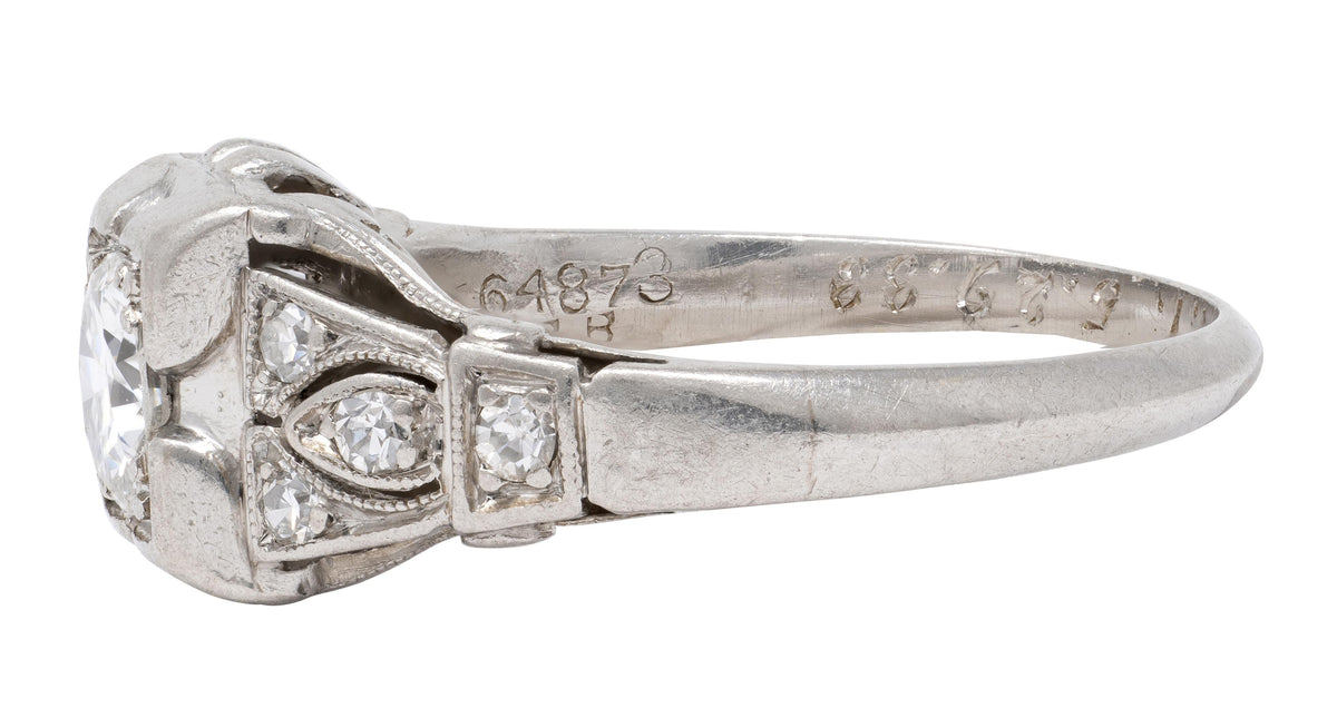 Bailey Banks & Biddle Art Deco 0.50 CTW Diamond Platinum Vintage Engagement Ring