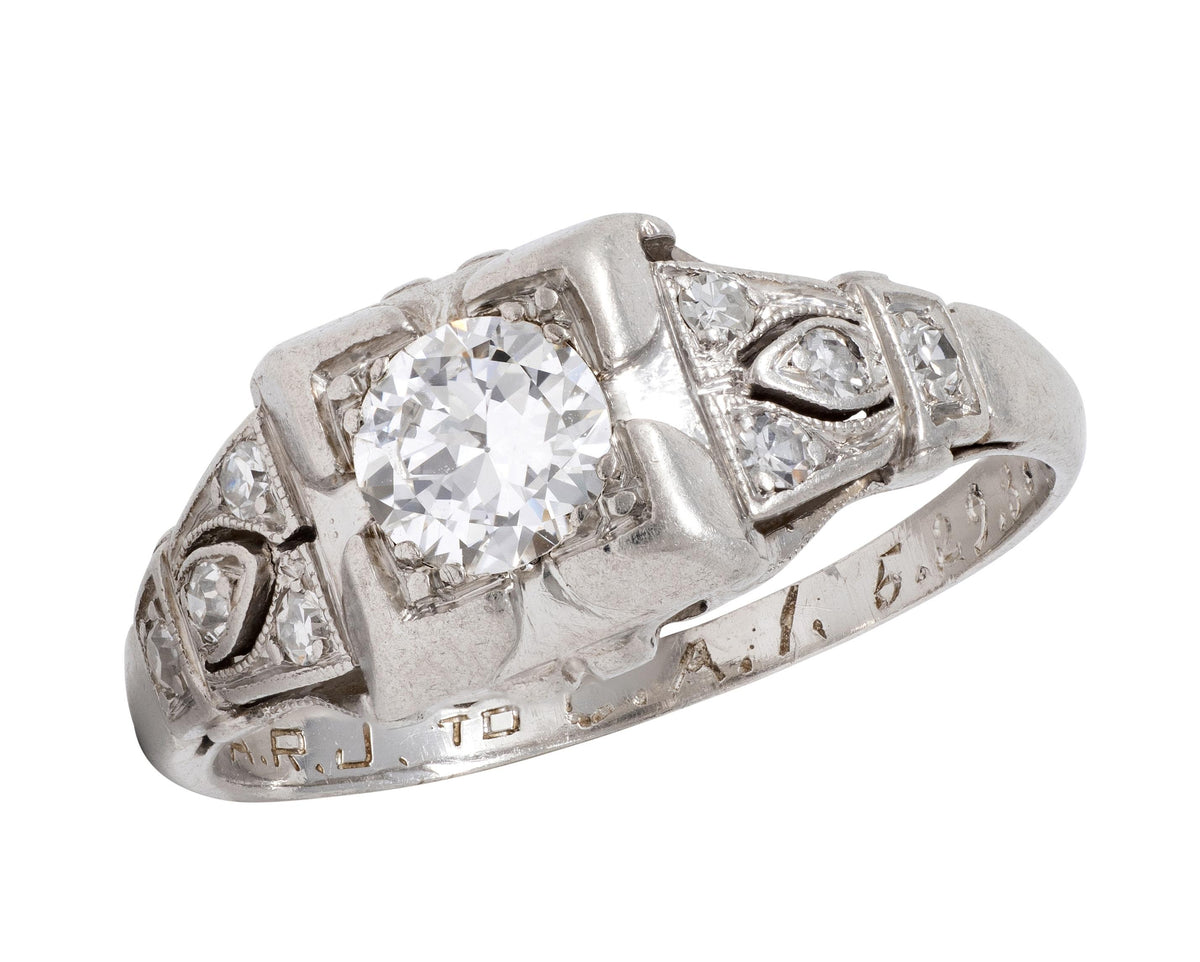 Bailey Banks & Biddle Art Deco 0.50 CTW Diamond Platinum Vintage Engagement Ring