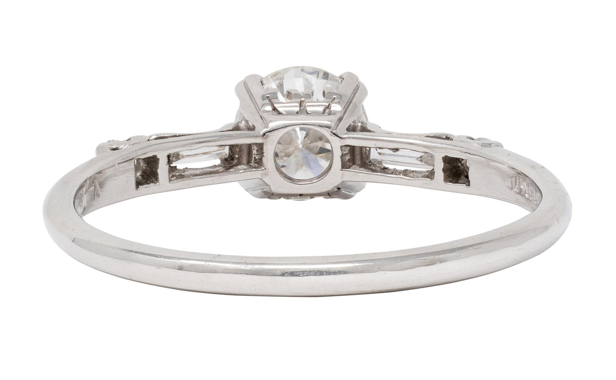 Mid-Century 0.85 CTW Transitional Cut Diamond Platinum Vintage Engagement Ring