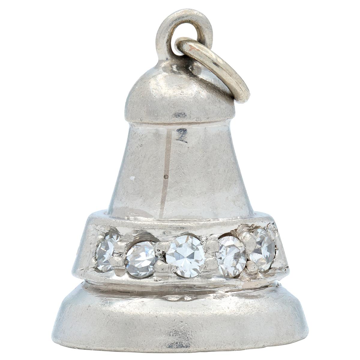 Art Deco 1936 Diamond Platinum Vintage Bell Charm