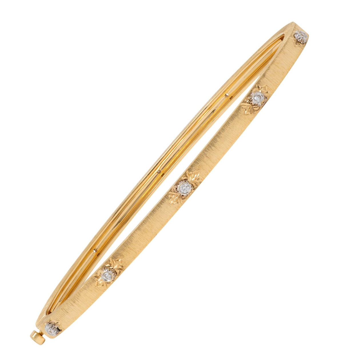 Buccellati Diamond 18 Karat Gold Contemporary Macri Classica Bangle Bracelet