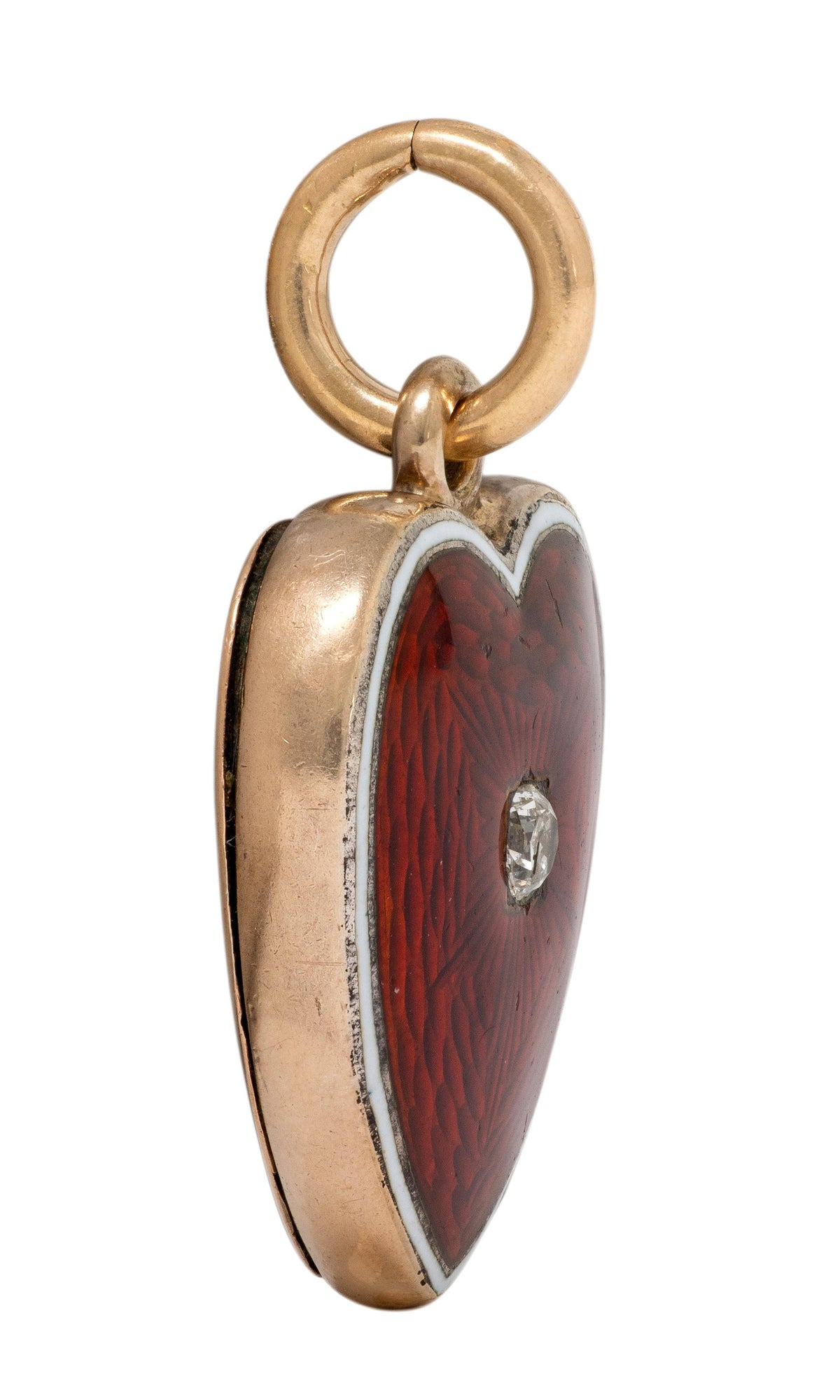 Victorian Diamond Enamel 14 Karat Yellow Gold Antique Heart Locket Pendant