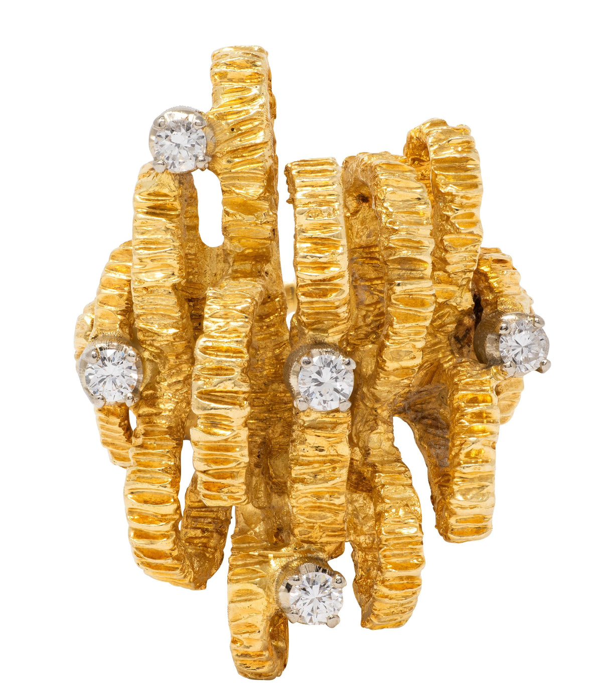 Buccellati 1960's Diamond 18 Karat Two-Tone Gold Vintage Ribbon Ring