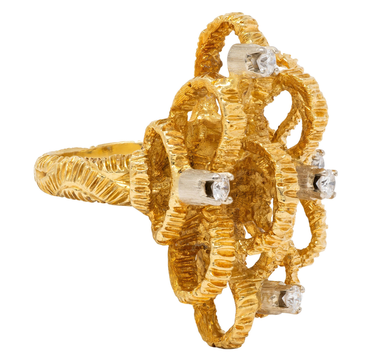 Buccellati 1960's Diamond 18 Karat Two-Tone Gold Vintage Ribbon Ring