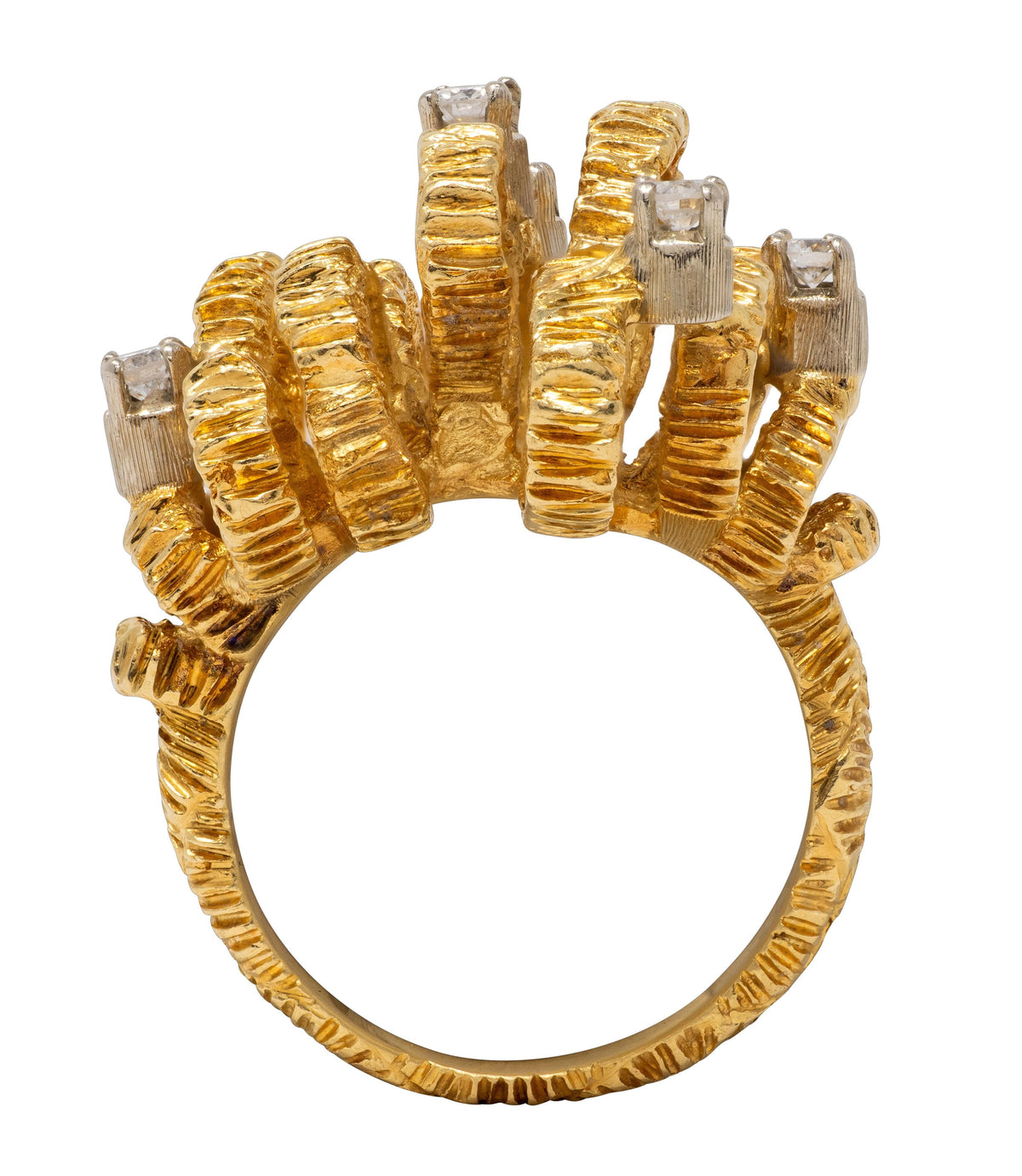 Buccellati 1960's Diamond 18 Karat Two-Tone Gold Vintage Ribbon Ring