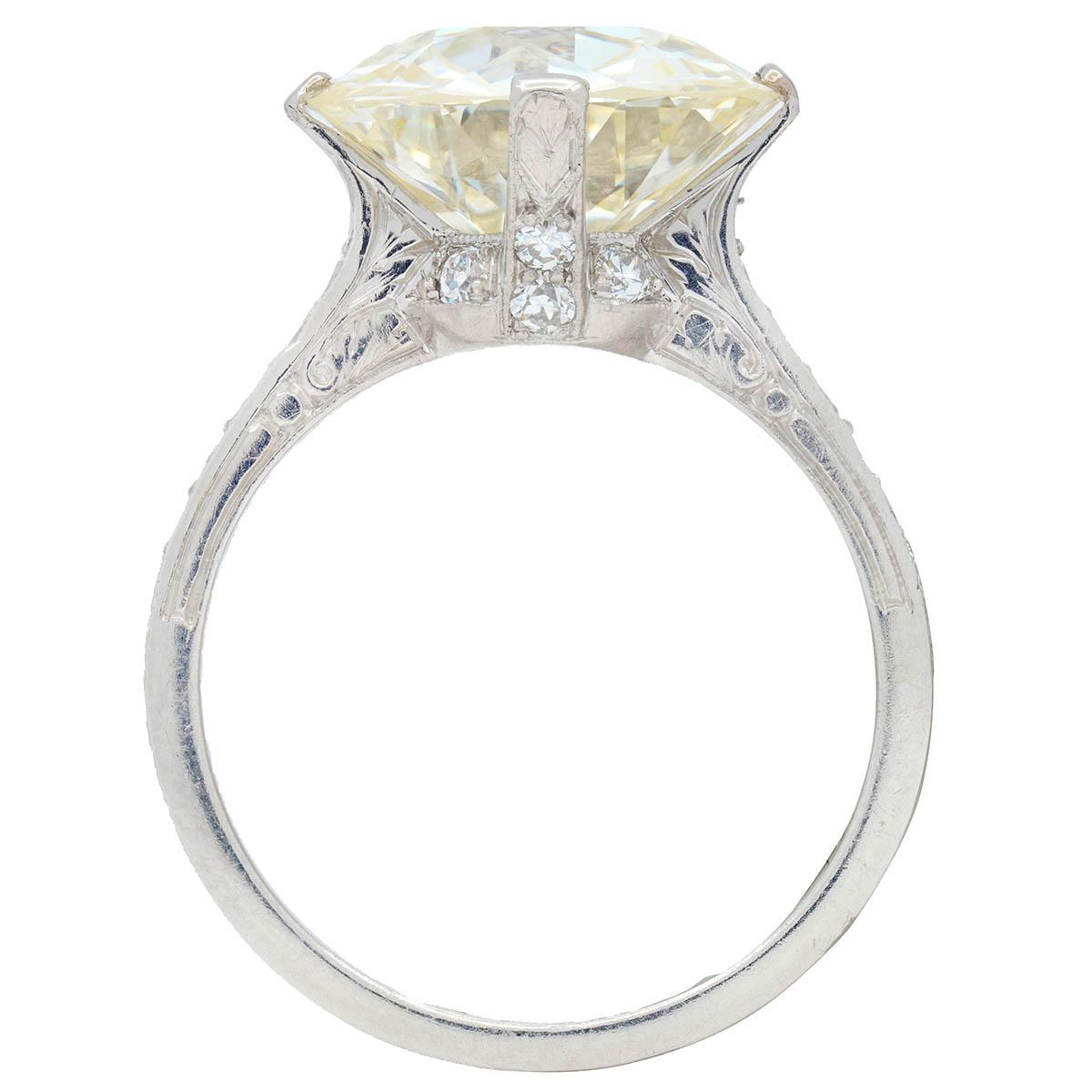 Art Deco Old European Diamond Platinum Scrolling Vintage Engagement Ring GIA