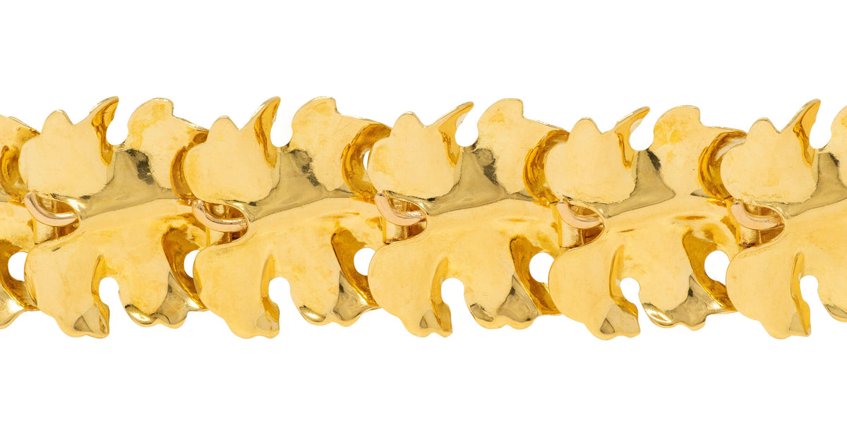 Buccellati 1970's 18 Karat Yellow Gold Vintage Maple Leaf Link Bracelet