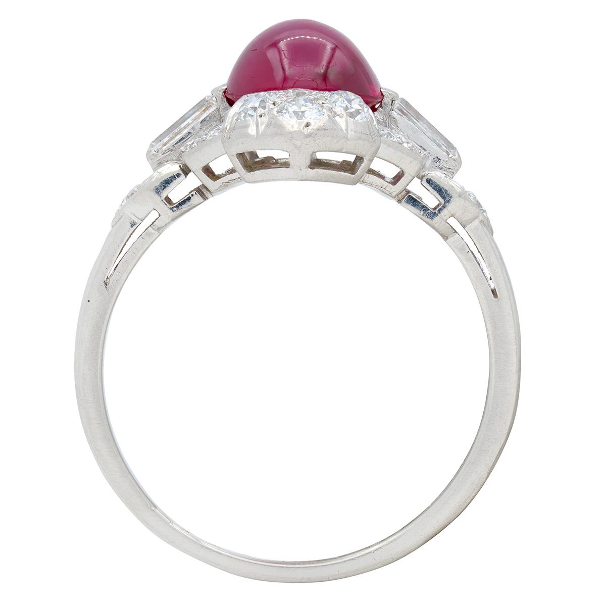 Bailey Banks & Biddle 1939 Art Deco Diamond Ruby Platinum Vintage Cluster Ring