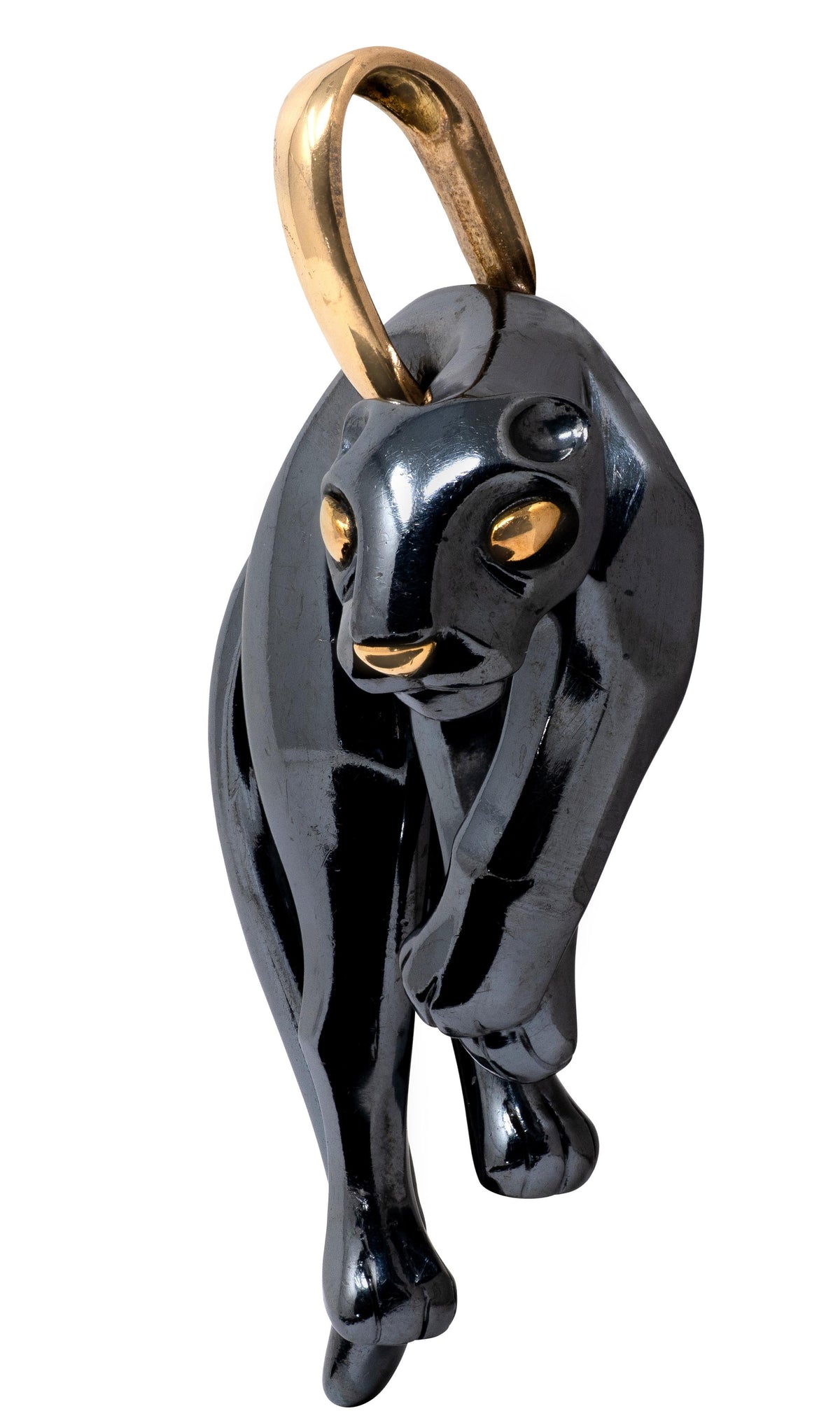 Cartier French 1990's 18K Gold Silver Vintage Hanging Pantheré Pendant