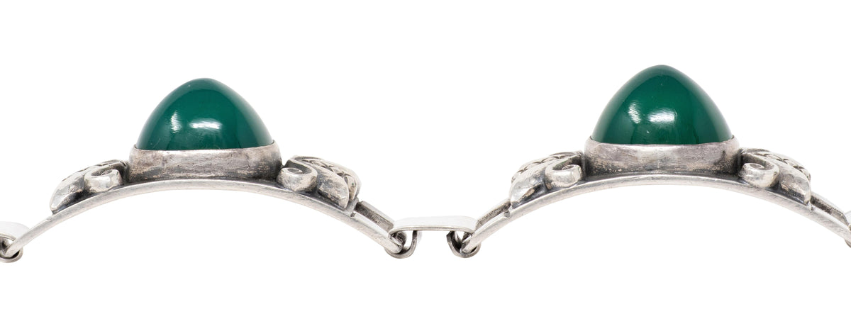 Georg Jensen Vintage Chrysoprase Sterling Silver Antique Pinecone 478 Bracelet