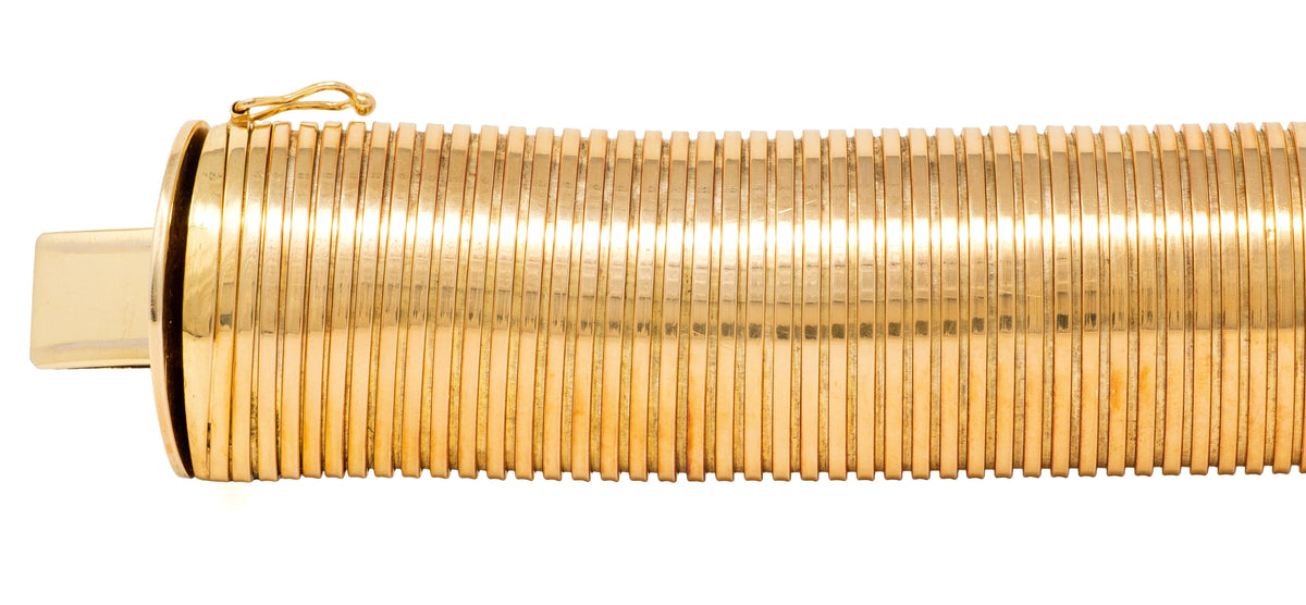 1960's 14 Karat Yellow Gold Vintage Wide Tubogas Bracelet