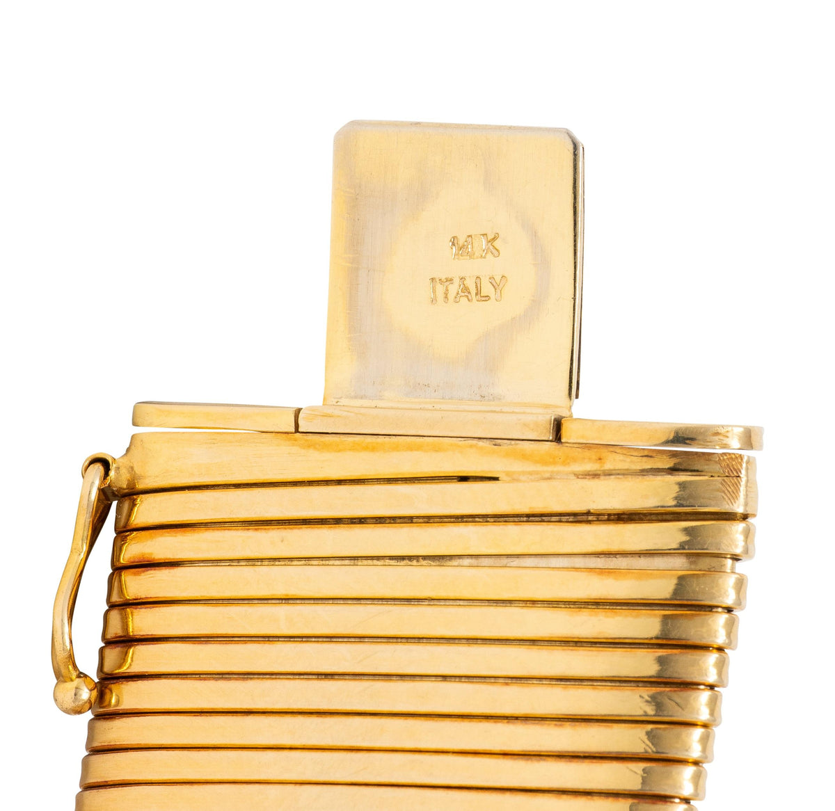 1960's 14 Karat Yellow Gold Vintage Wide Tubogas Bracelet