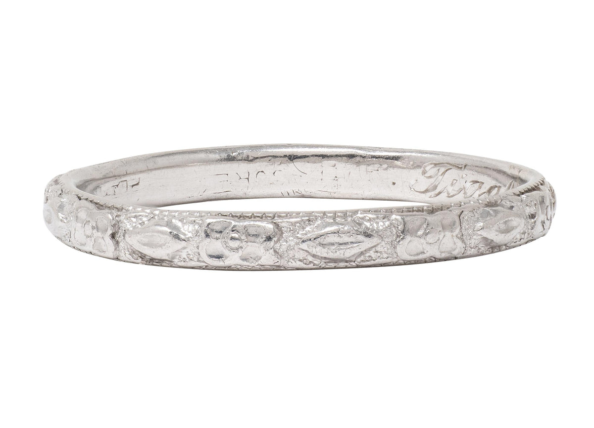 Art Deco Platinum Orange Blossom Wedding Band Ring