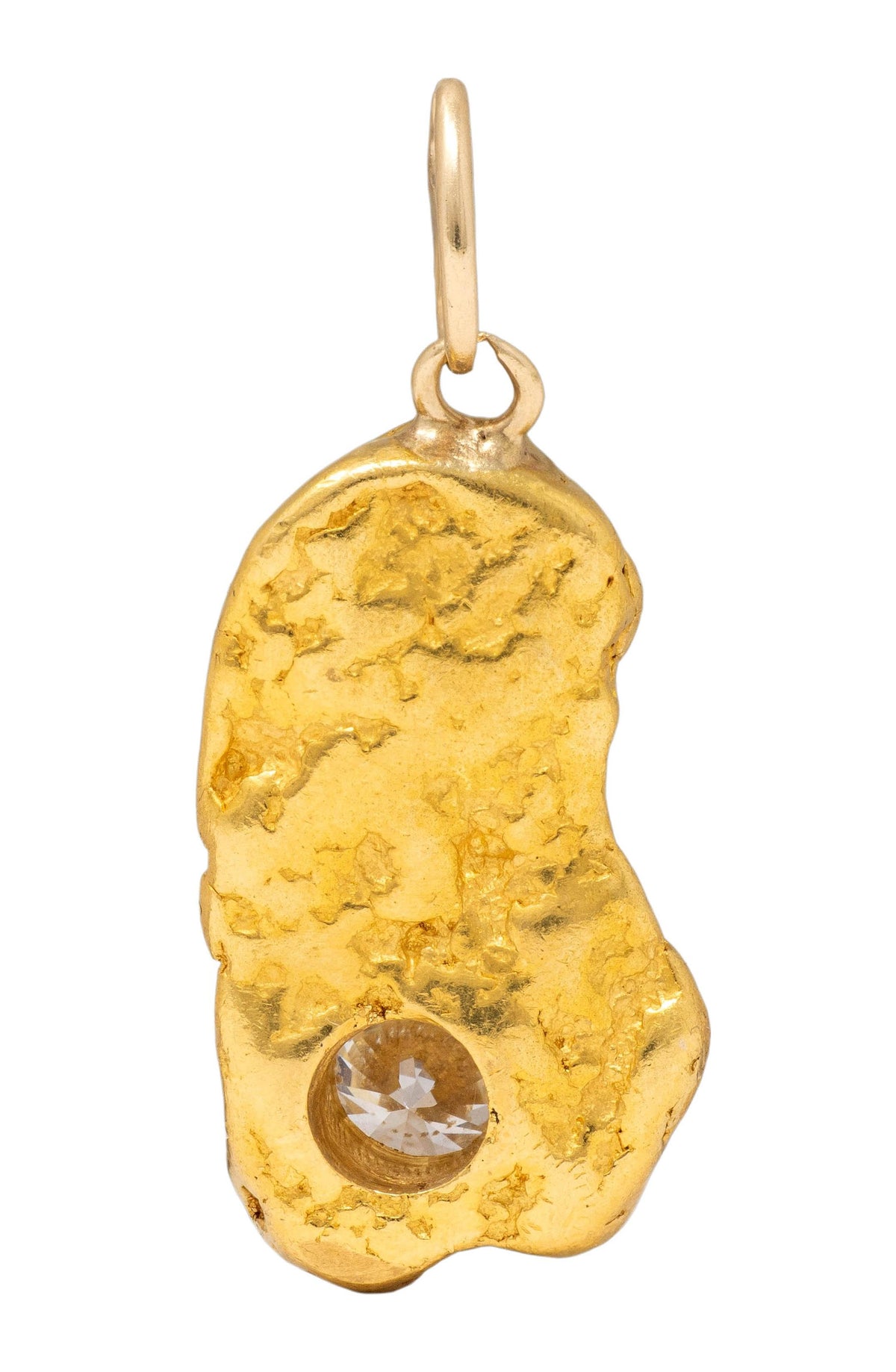 1970's 24 Karat Natural Gold Nugget Diamond Vintage Pendant