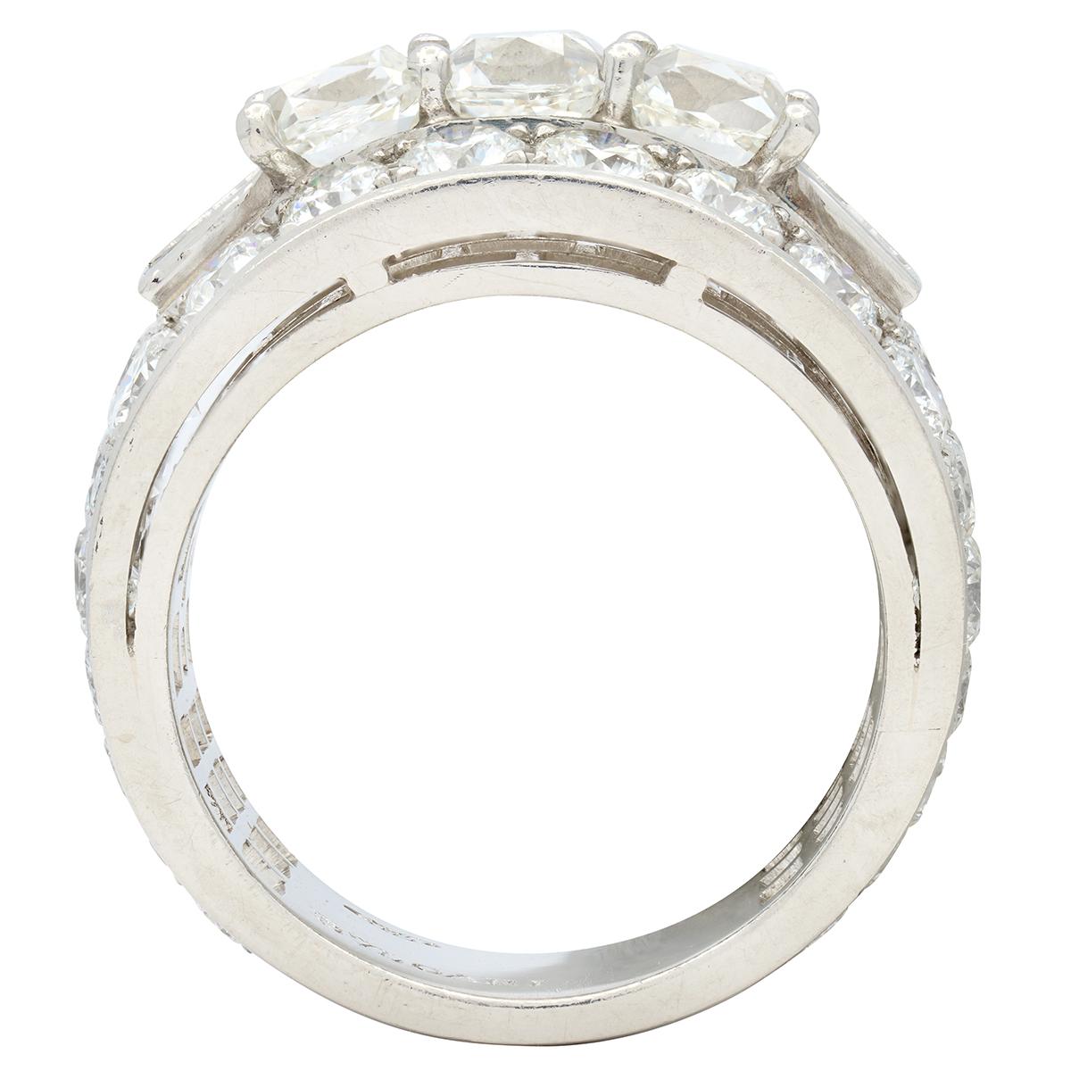 Bulgari 1950's 7.05 CTW Diamond Platinum Vintage Wide 1950's Band Ring