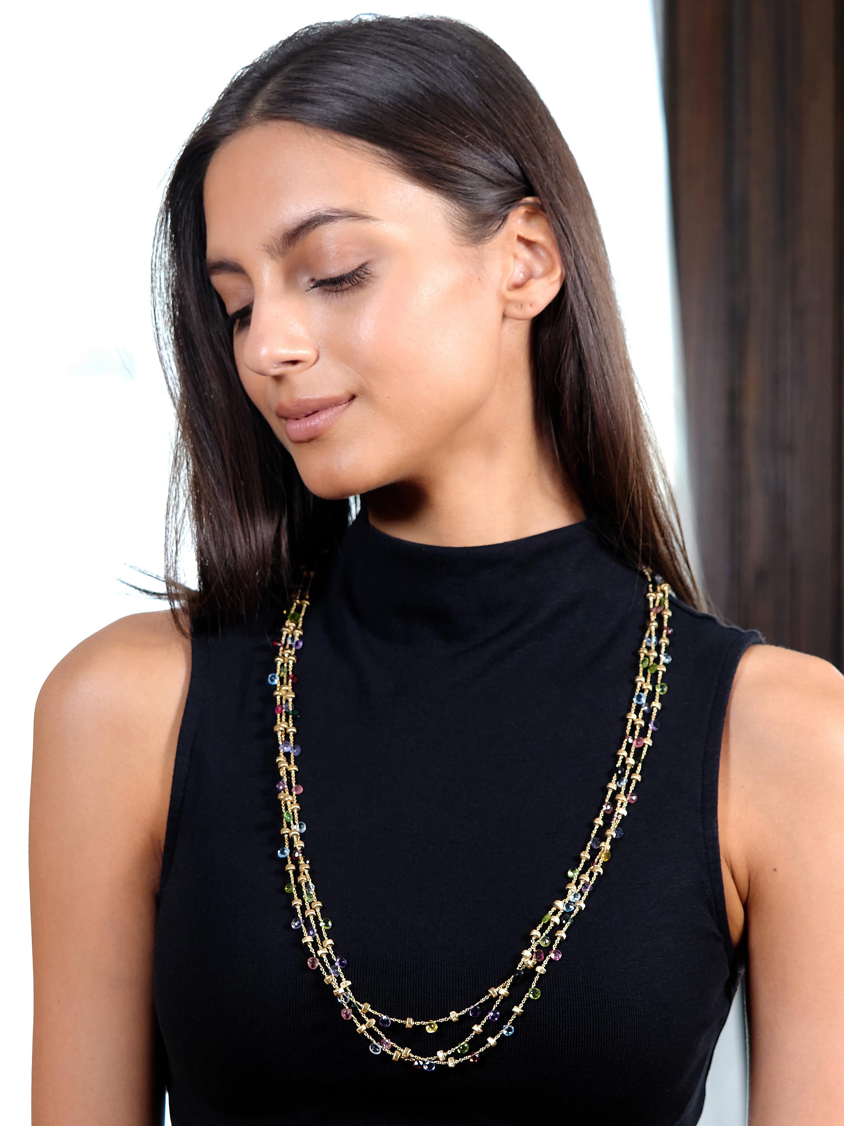 Marco Bicego Contemporary Multi-Gem 18K Gold Paradise Multi-Strand Necklace