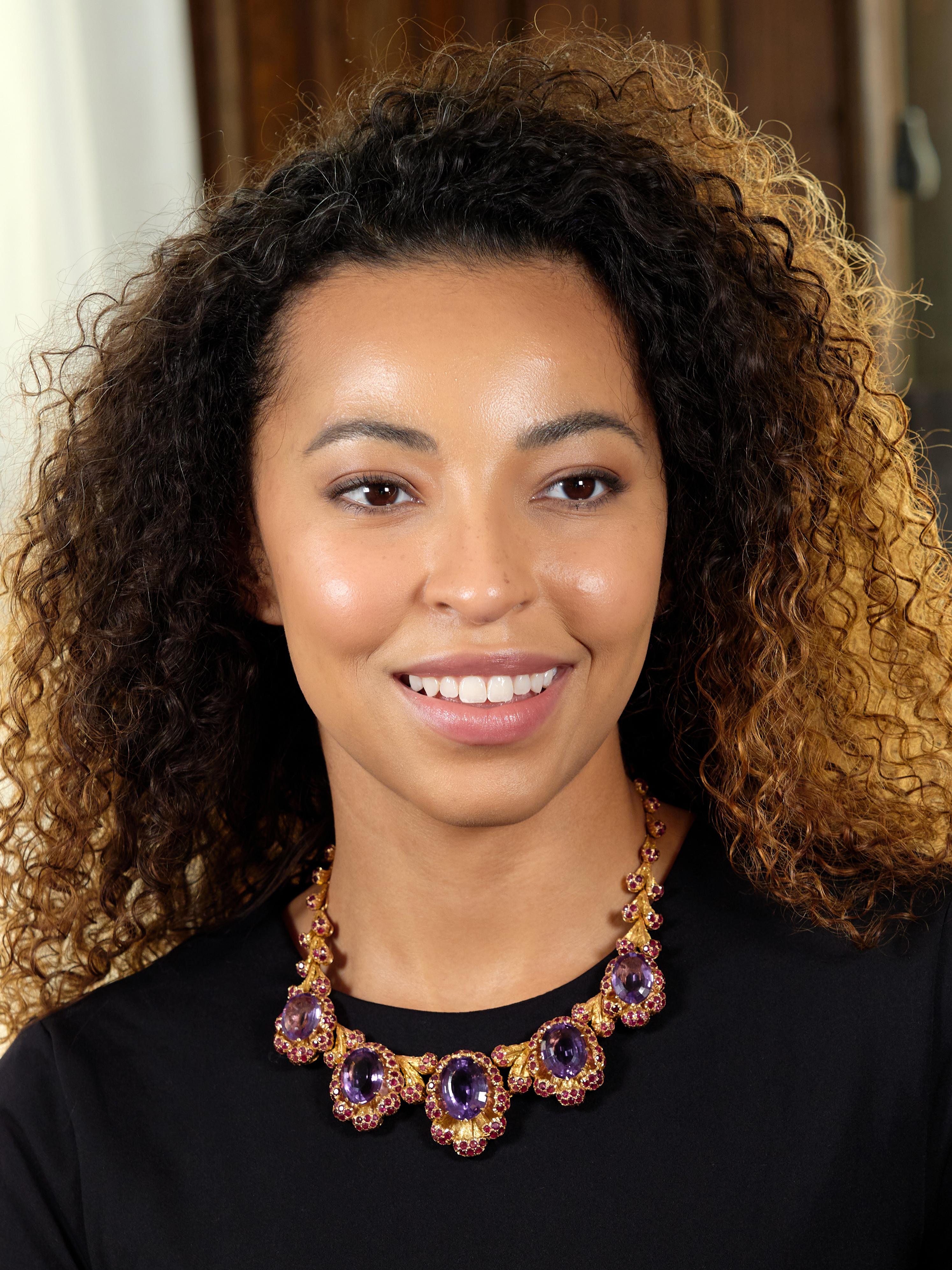 Buccellati 1960 132.76 CTW Amethyst Ruby 18K Gold Vintage Floral Collar Necklace