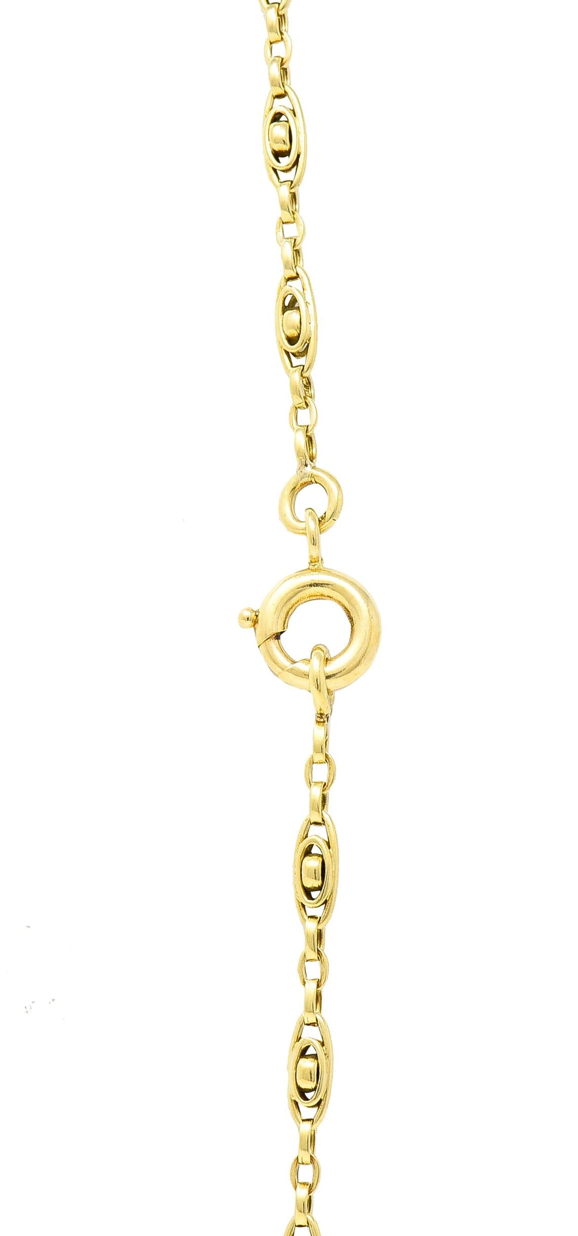 French Victorian 18 Karat Yellow Gold Long Oval Link Antique Chain Necklace