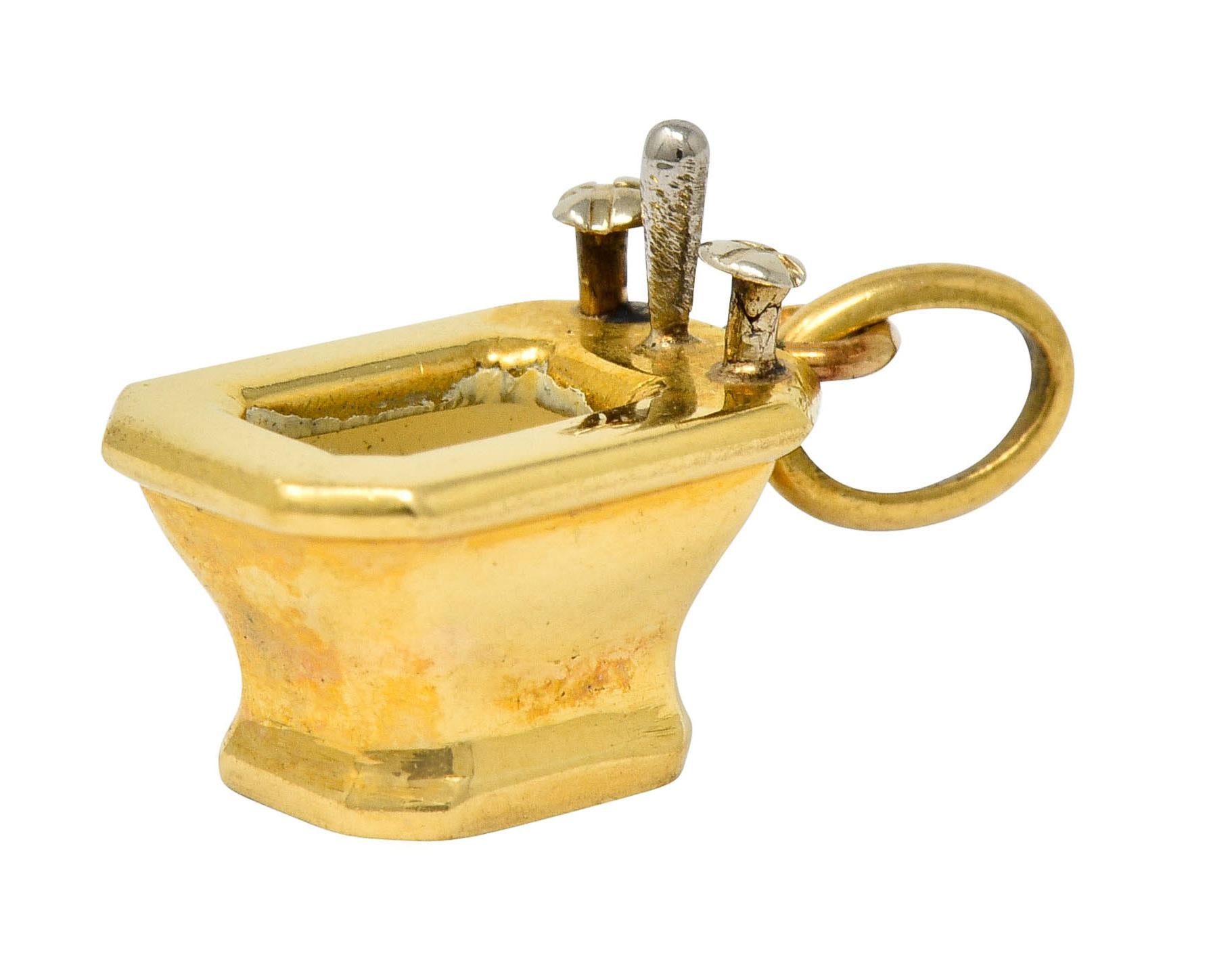 French Art Deco Enamel 18 Karat Gold Powder Room Bidet Charm
