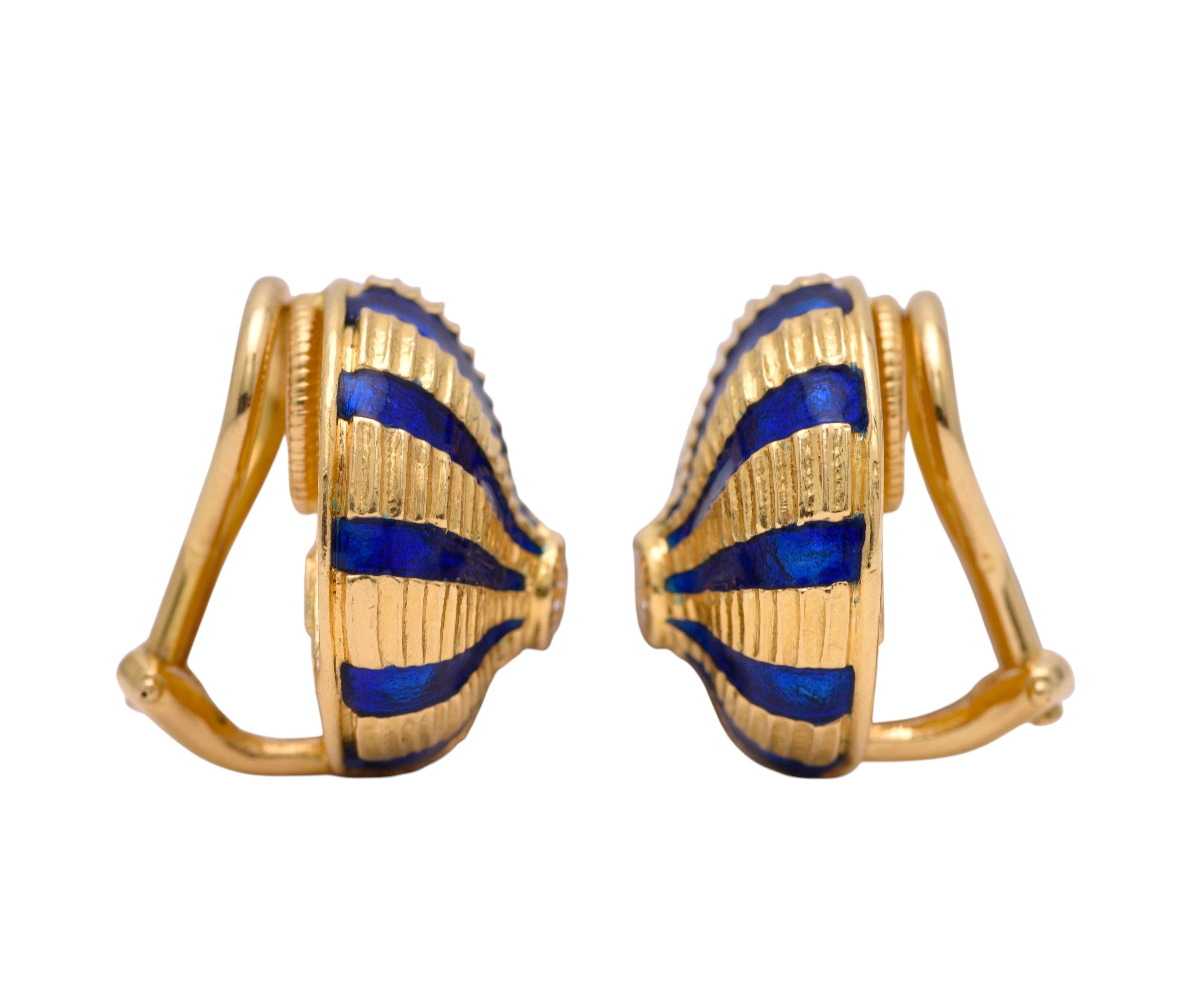Tiffany & Co. Schlumberger Diamond 18K Gold Vintage Taj Mahal Ear-Clip Earrings
