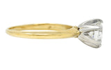 Tiffany & Co. 1980's 1.02 CTW Diamond Platinum 18 Karat Yellow Gold Six Prong Knife Edge Vintage Solitaire Engagement Ring GIA Wilson's Estate Jewelry