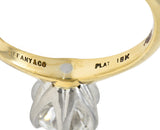 Tiffany & Co. 1980's 1.02 CTW Diamond Platinum 18 Karat Yellow Gold Six Prong Knife Edge Vintage Solitaire Engagement Ring GIA Wilson's Estate Jewelry