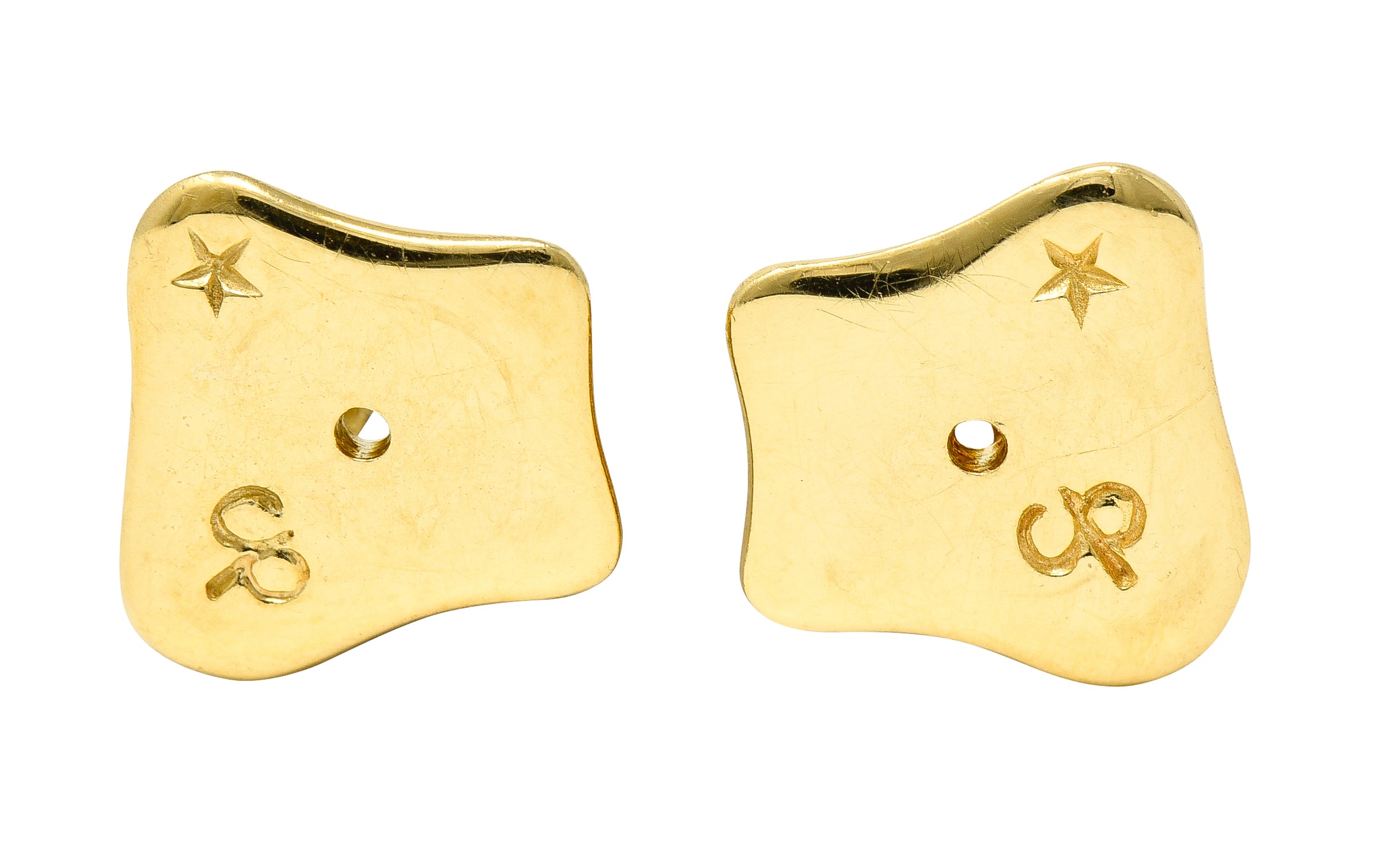 H.Stern Contemporary 0.94 CTW Diamond 18 Karat Two-Tone Gold Golden Stones Dome Stud Earrings Wilson's Estate Jewelry