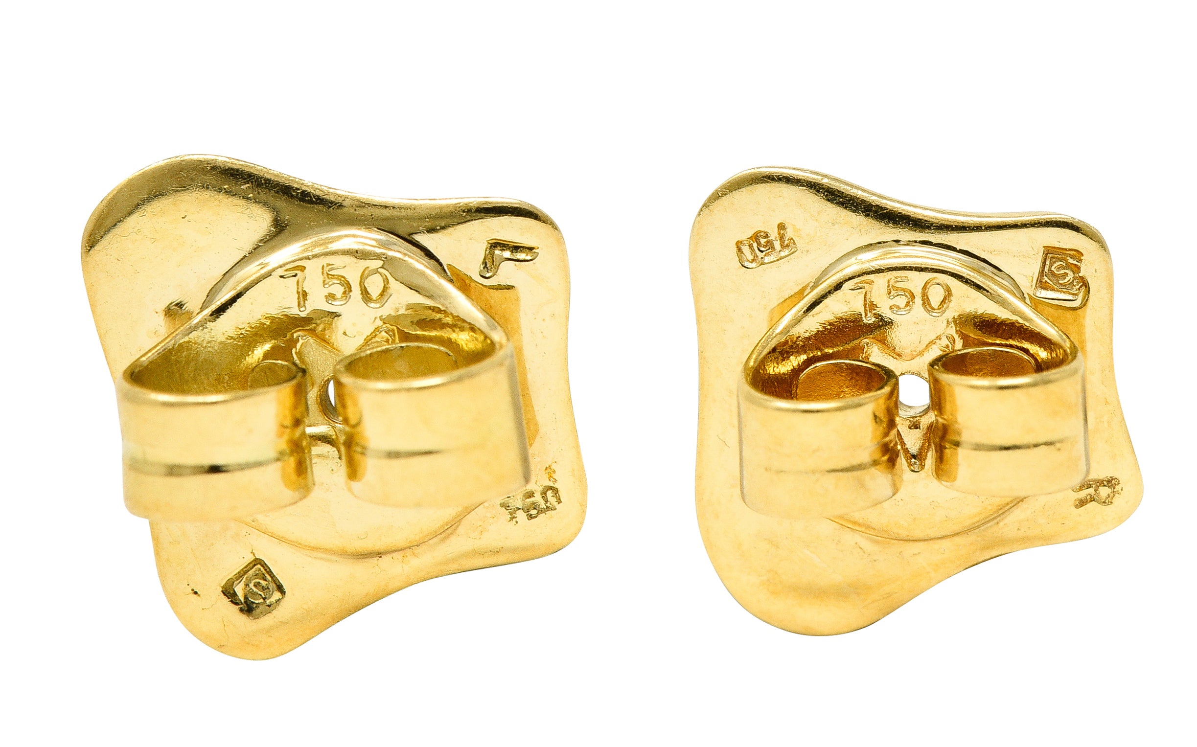 H.Stern Contemporary 0.94 CTW Diamond 18 Karat Two-Tone Gold Golden Stones Dome Stud Earrings Wilson's Estate Jewelry