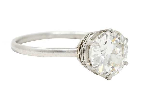 Art Deco 2.29 CTW Old European Cut Diamond Platinum Six Prong Engagement Ring GIA Wilson's Estate Jewelry
