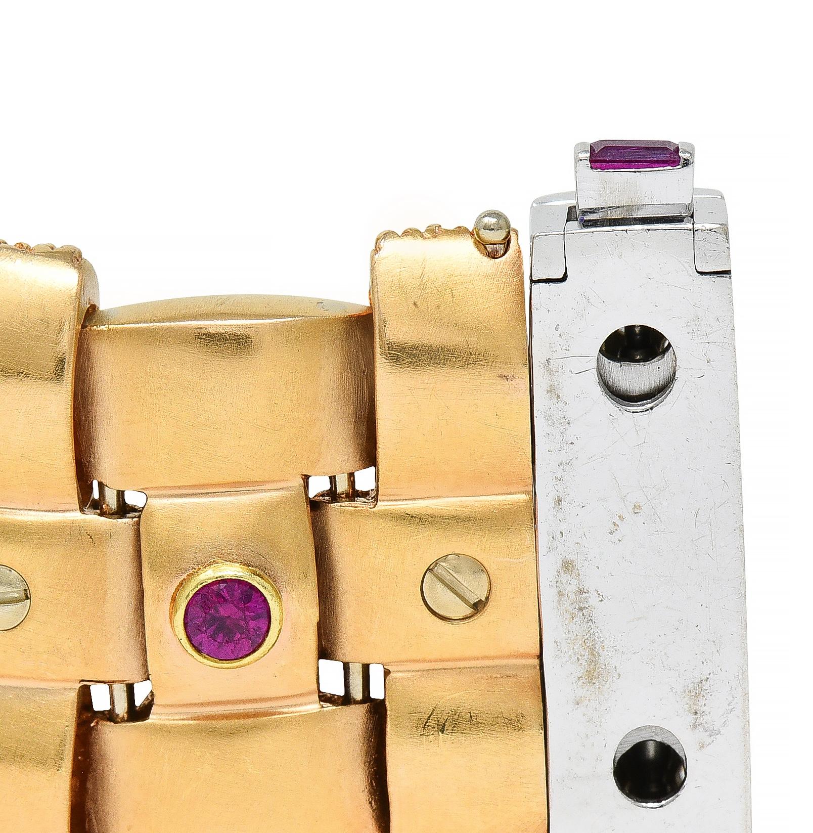 Roberto Coin 3.48 CTW Diamond Ruby 18K Two-Tone Gold Woven Magnifica Bracelet