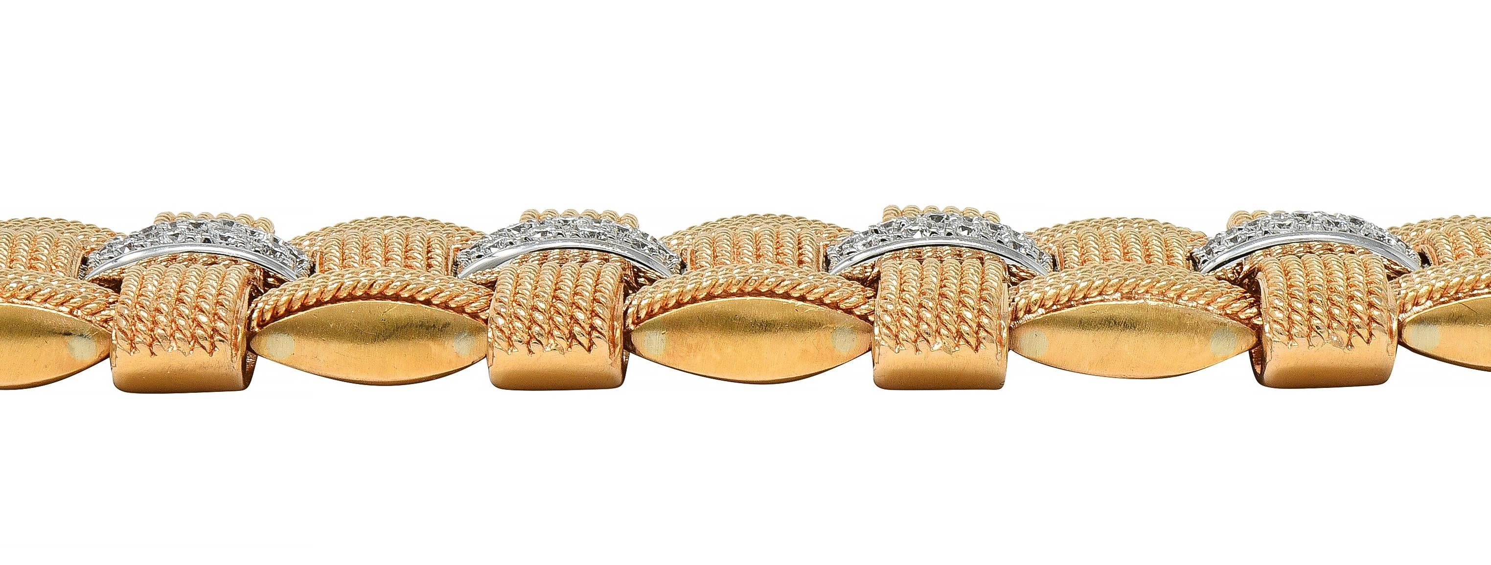 Roberto Coin 3.48 CTW Diamond Ruby 18K Two-Tone Gold Woven Magnifica Bracelet