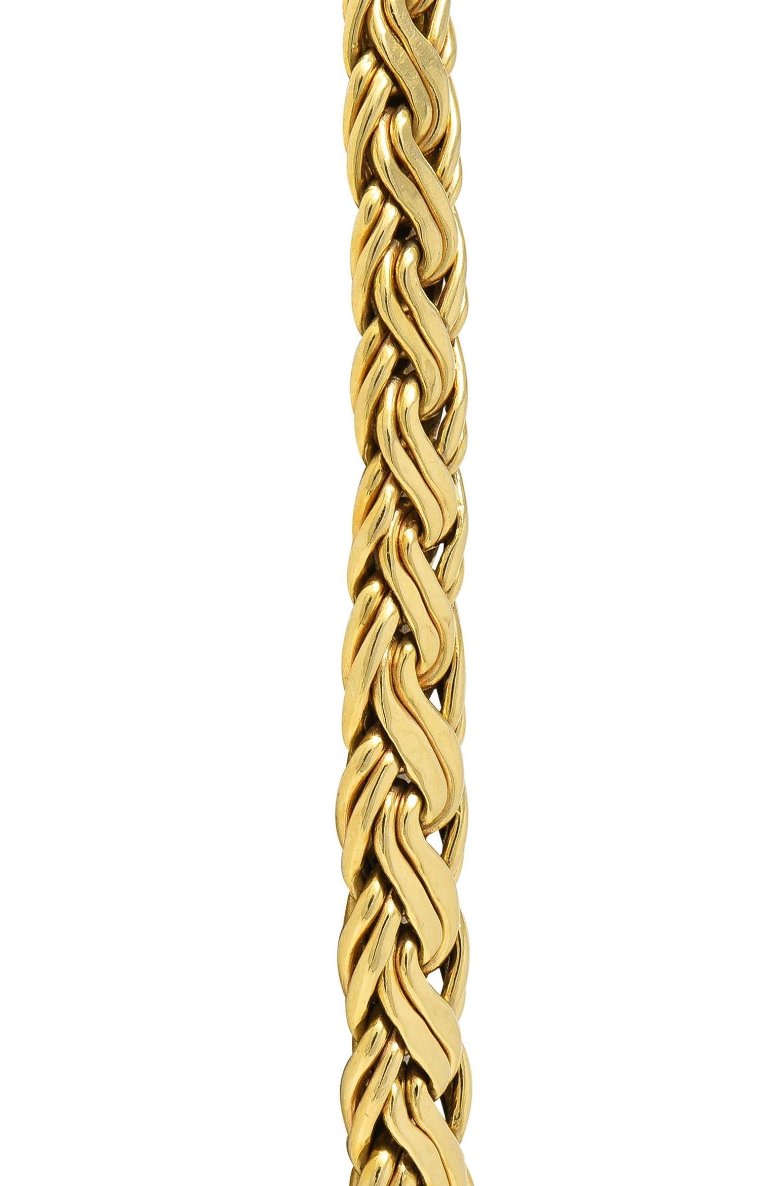 Tiffany & Co. 1980's 14 Karat Yellow Gold Vintage Graduated Wheat Chain Necklace