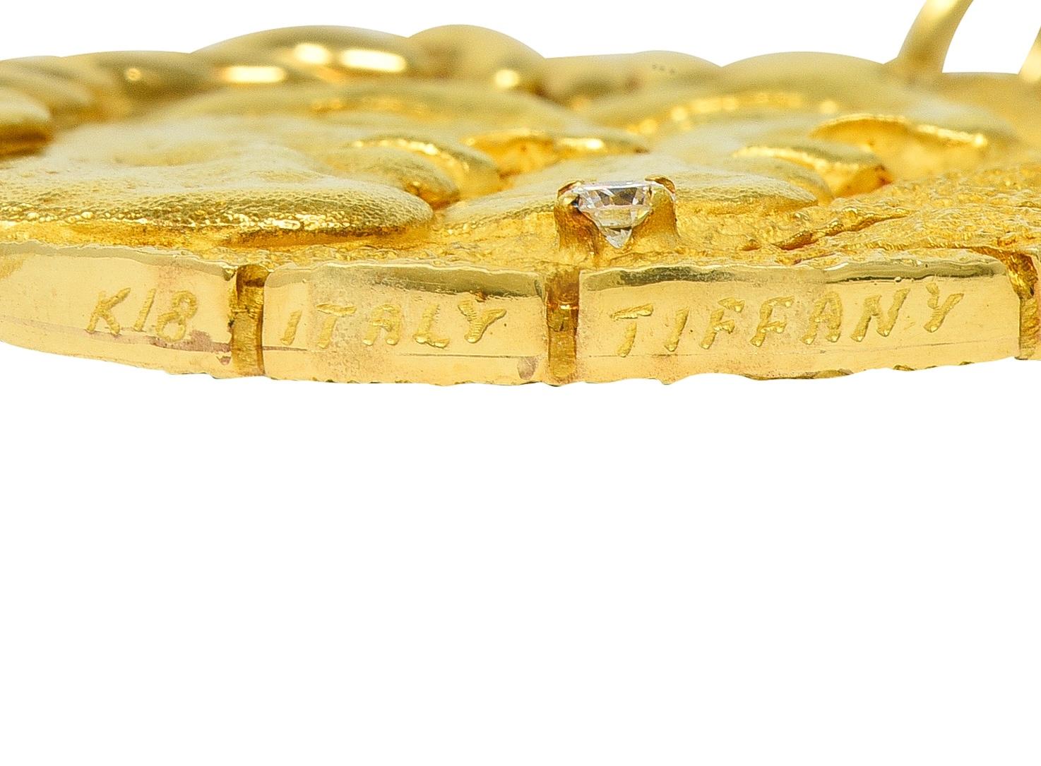 Tiffany & Co. 1970's Diamond 18 Karat Yellow Gold Vintage Gemini Zodiac Pendant