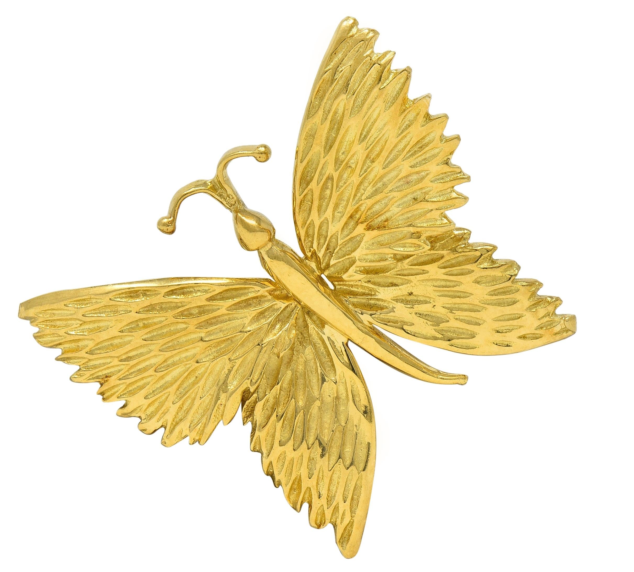 Tiffany & Co. 1960's 18 Karat Yellow Gold Vintage Butterfly Brooch