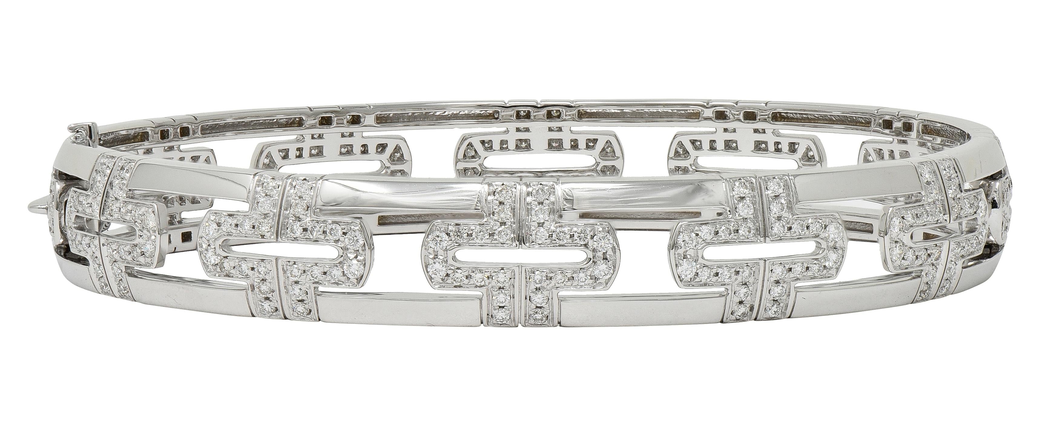 Bulgari Contemporary 3.60 CTW Diamond 18K White Gold Parentesi Bangle Bracelet