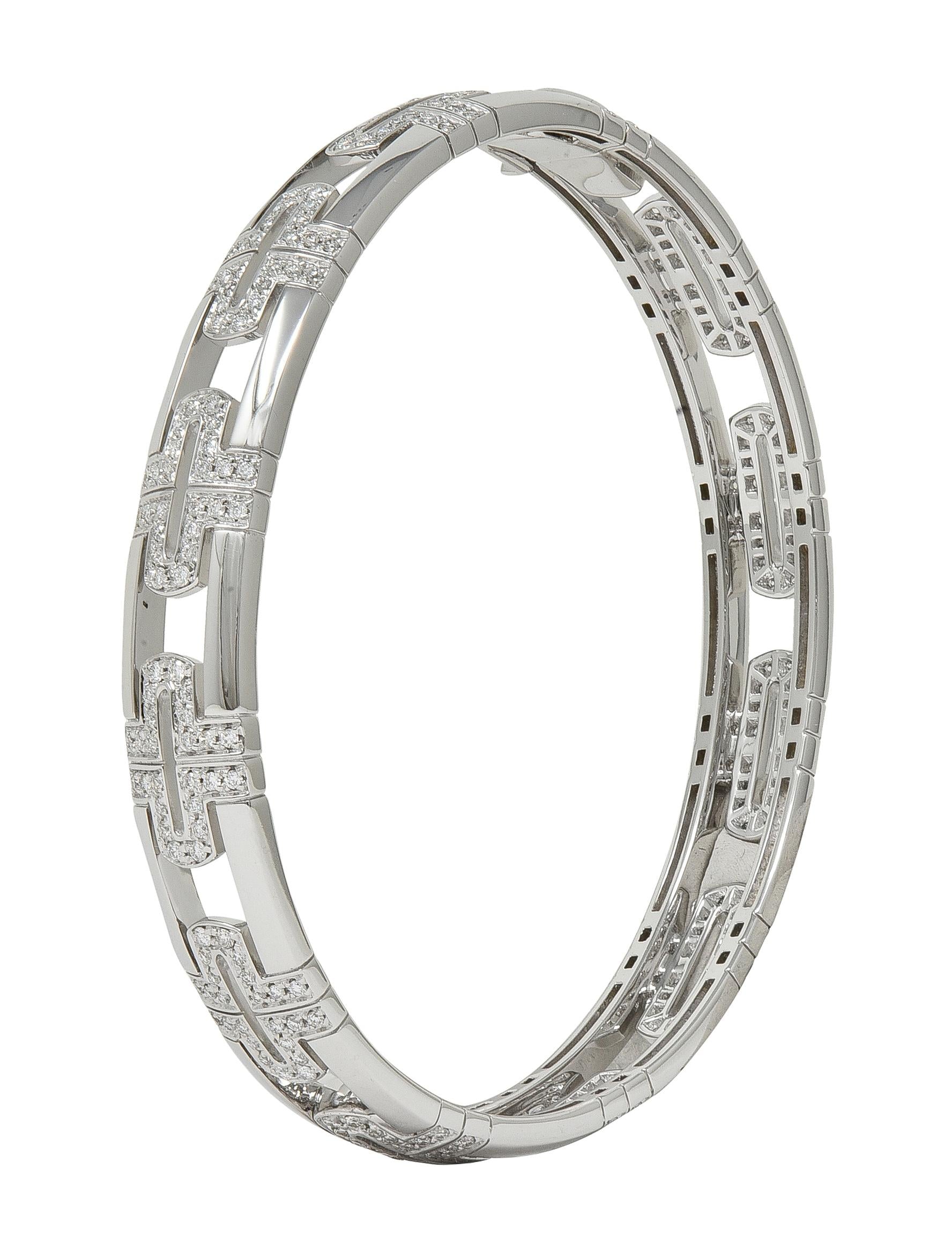 Bulgari Contemporary 3.60 CTW Diamond 18K White Gold Parentesi Bangle Bracelet