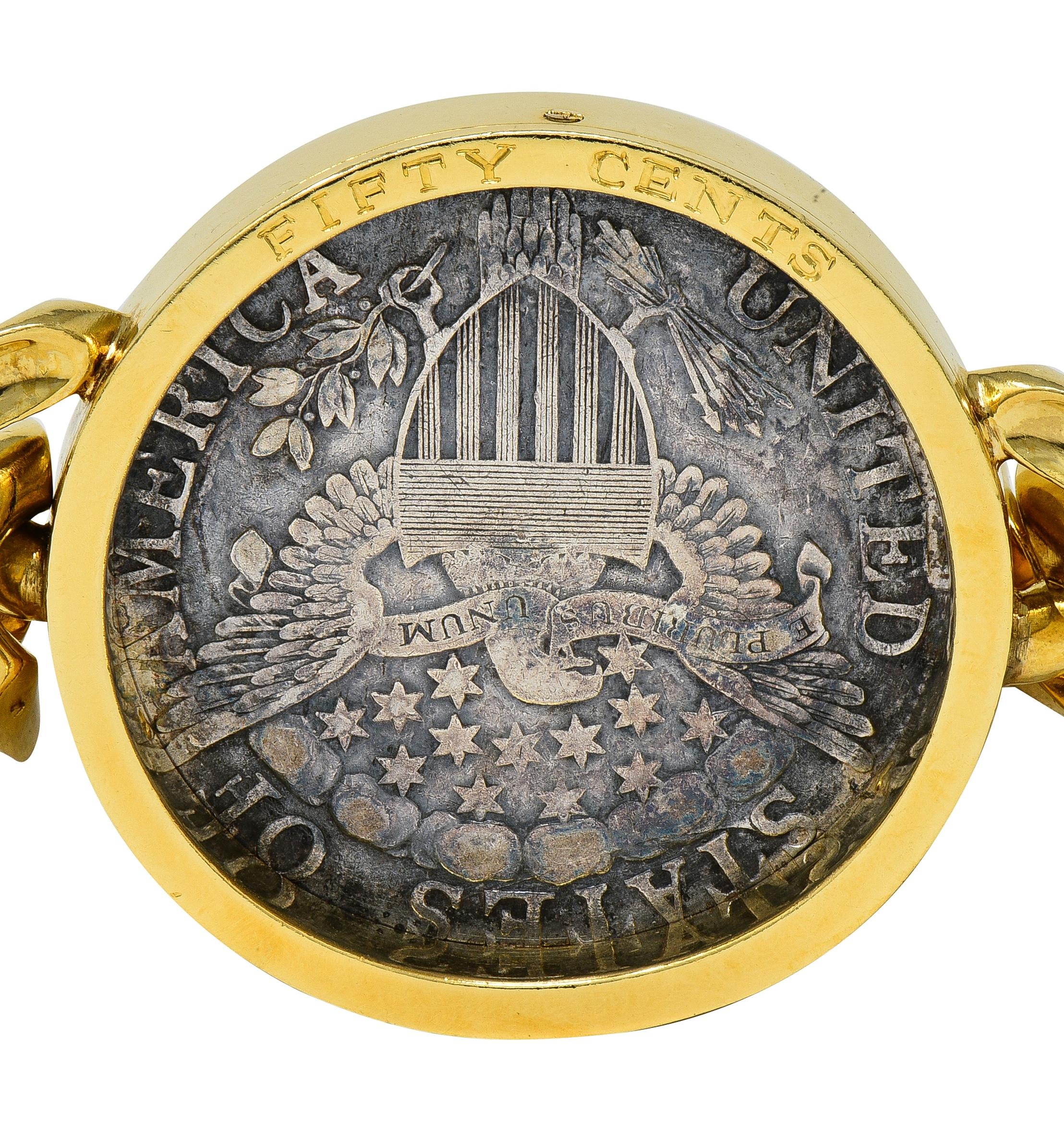 Bulgari 1980's 1803 US Coin 18K Gold Monete Lady Liberty Vintage Collar Necklace