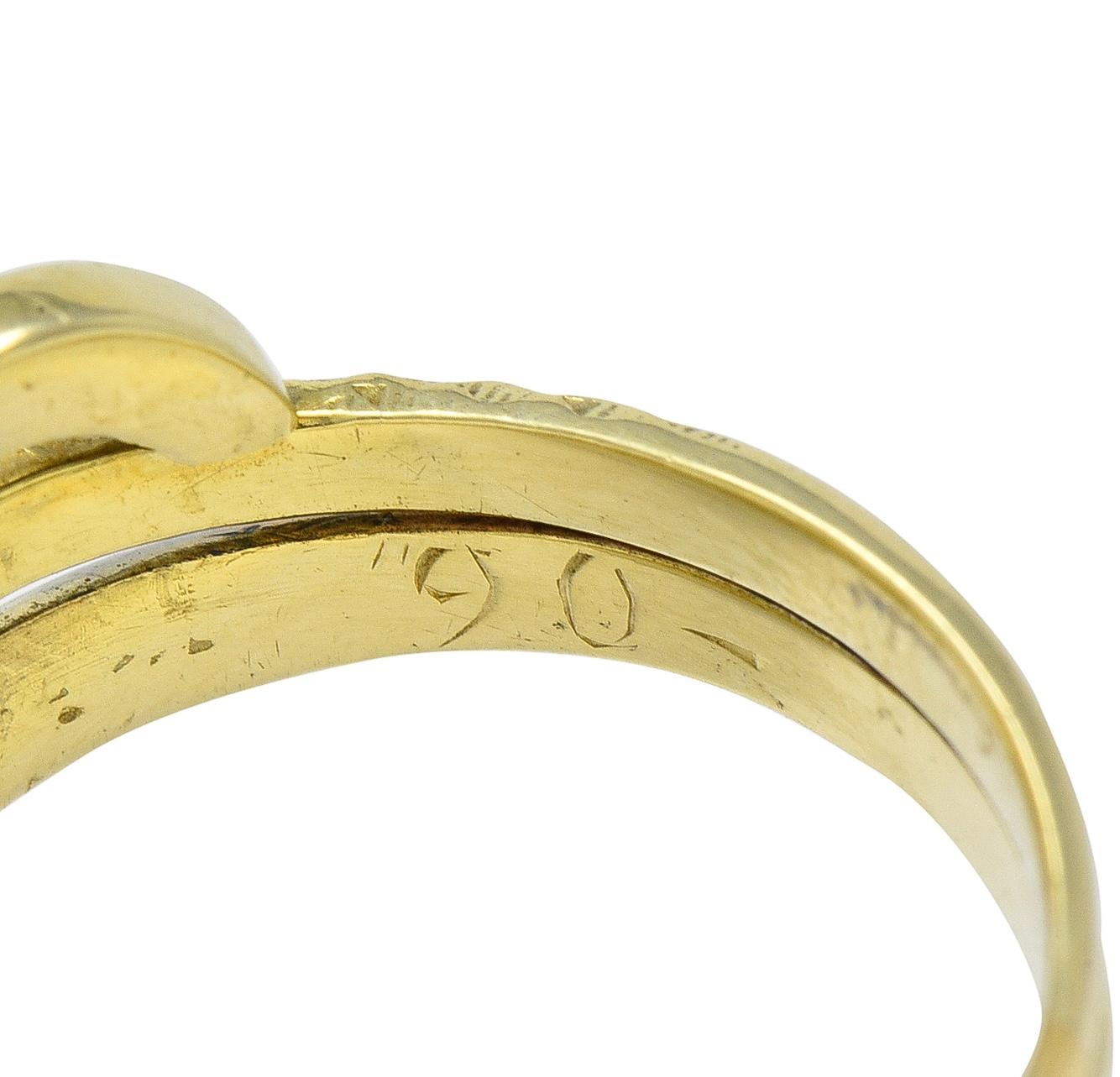 Vintage Ruby Diamond 14 Karat Two-Tone Gold Lovers Knot Unisex Snake Band Ring