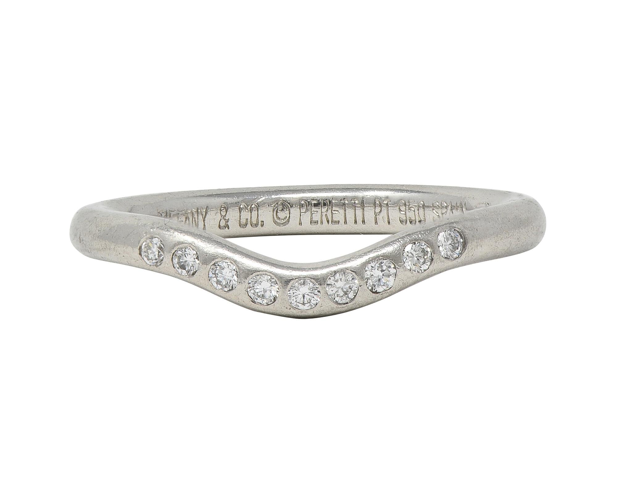 Elsa Peretti Tiffany & Co. Diamond Platinum Vintage Contour Wedding Band Ring