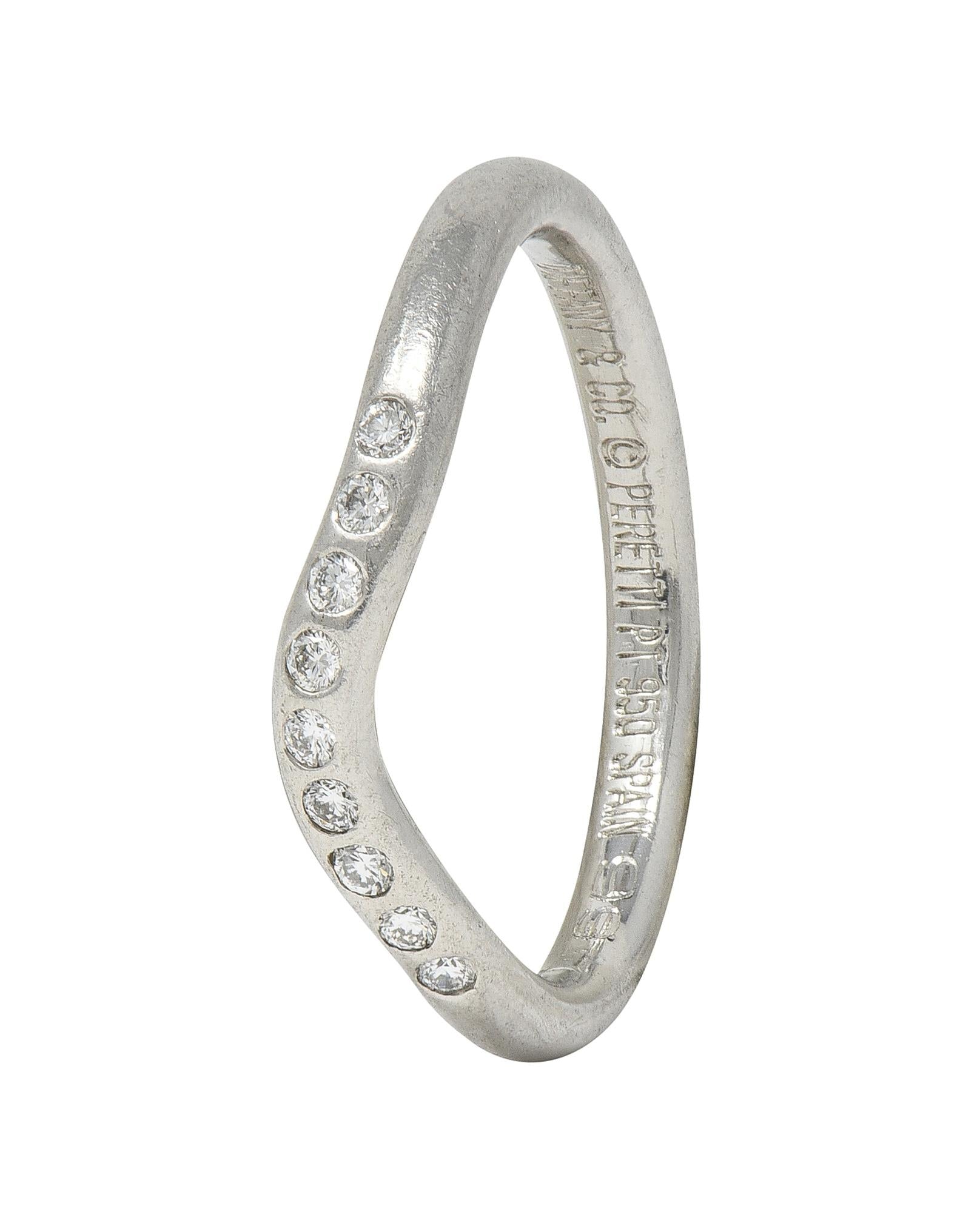 Elsa Peretti Tiffany & Co. Diamond Platinum Vintage Contour Wedding Band Ring