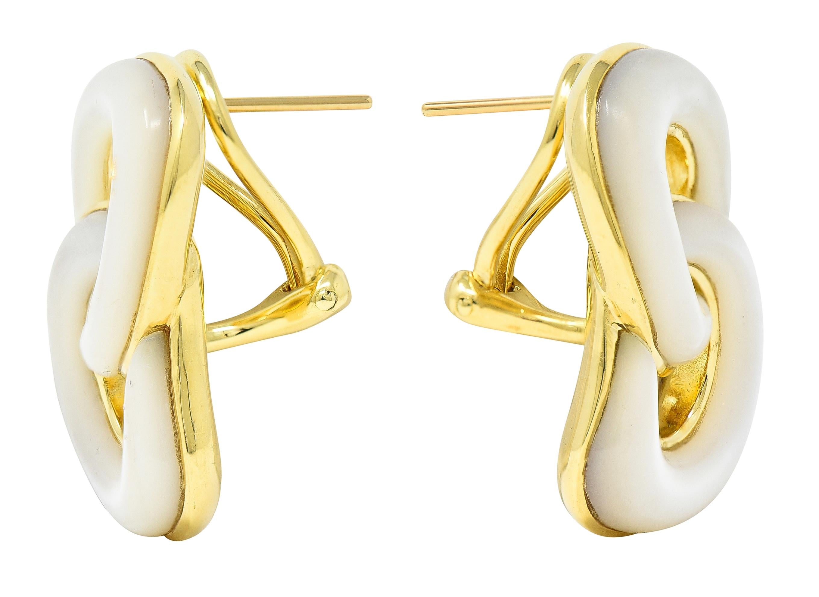 Angela Cummings 1985 Mother-Of-Pearl 18 Karat Yellow Gold Vintage Link Earrings