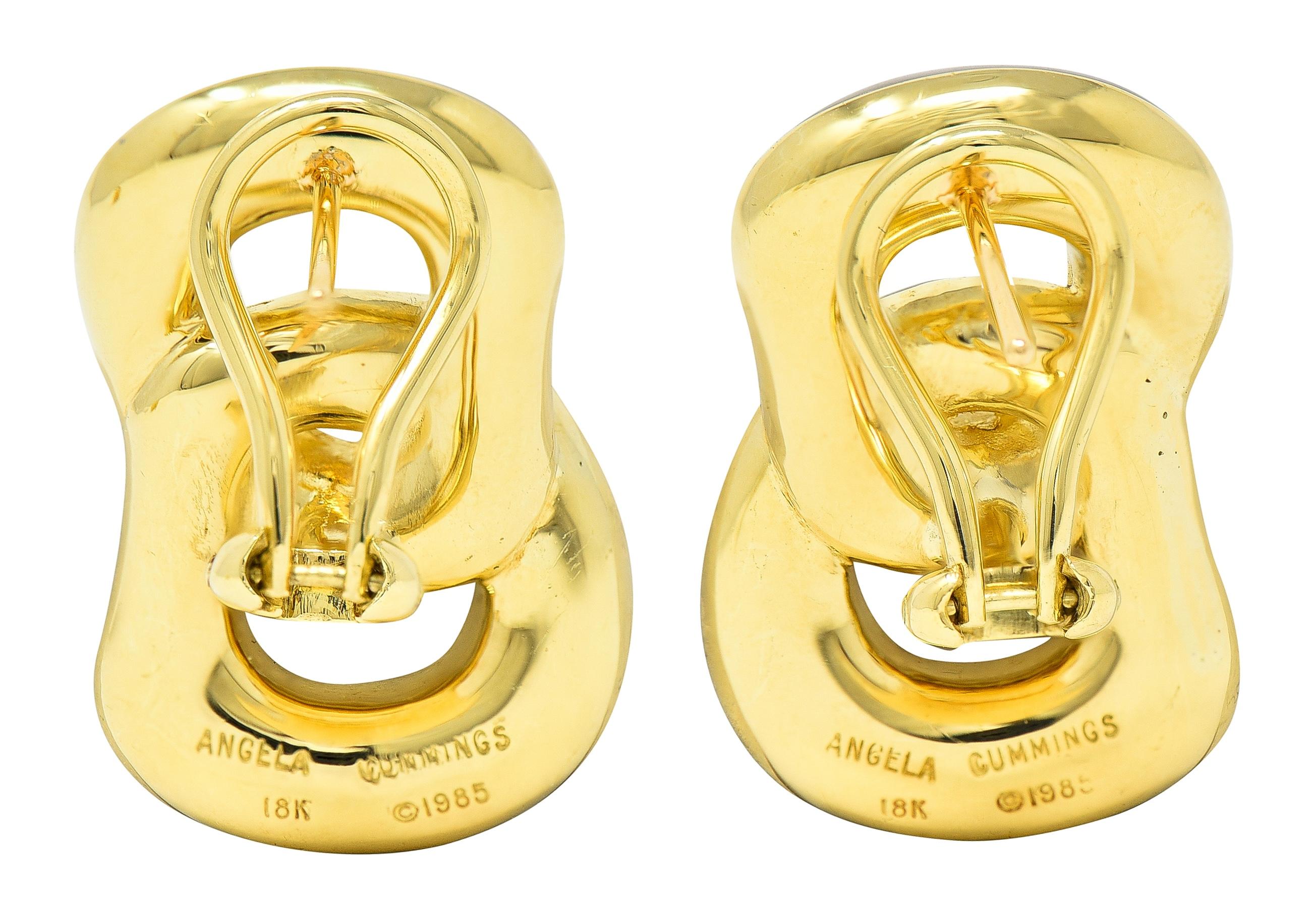 Angela Cummings 1985 Mother-Of-Pearl 18 Karat Yellow Gold Vintage Link Earrings