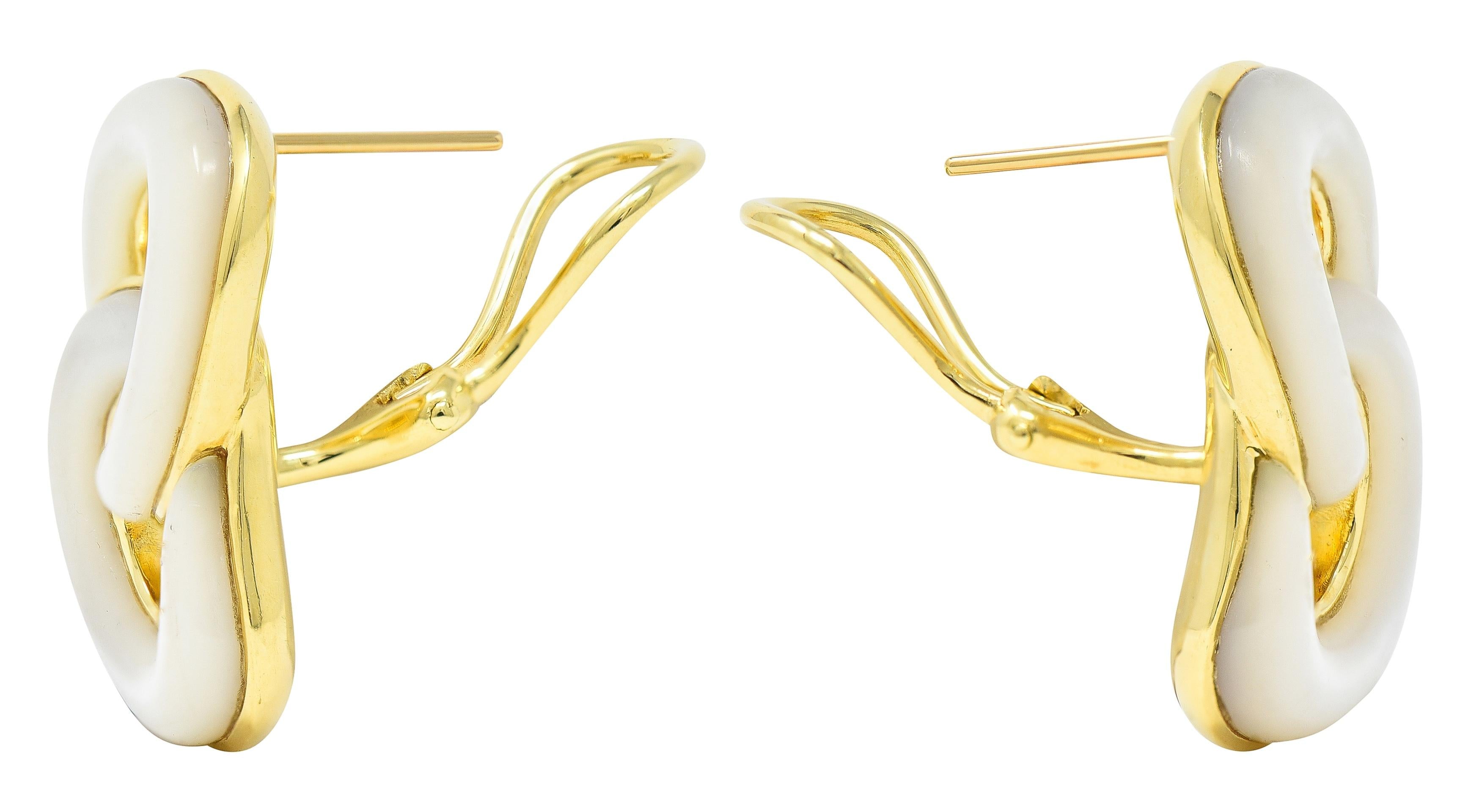 Angela Cummings 1985 Mother-Of-Pearl 18 Karat Yellow Gold Vintage Link Earrings