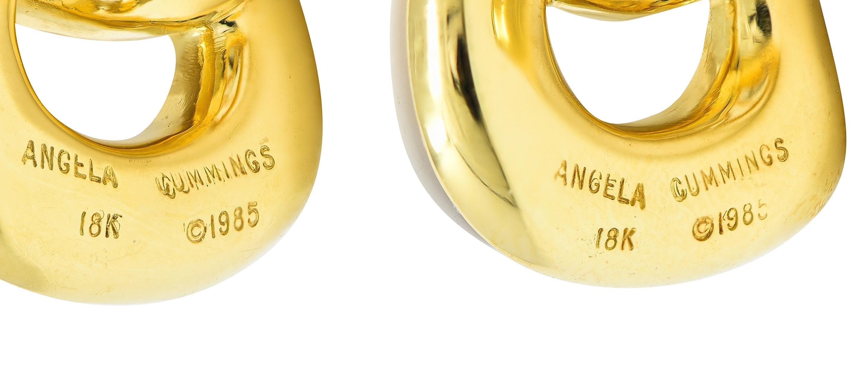 Angela Cummings 1985 Mother-Of-Pearl 18 Karat Yellow Gold Vintage Link Earrings